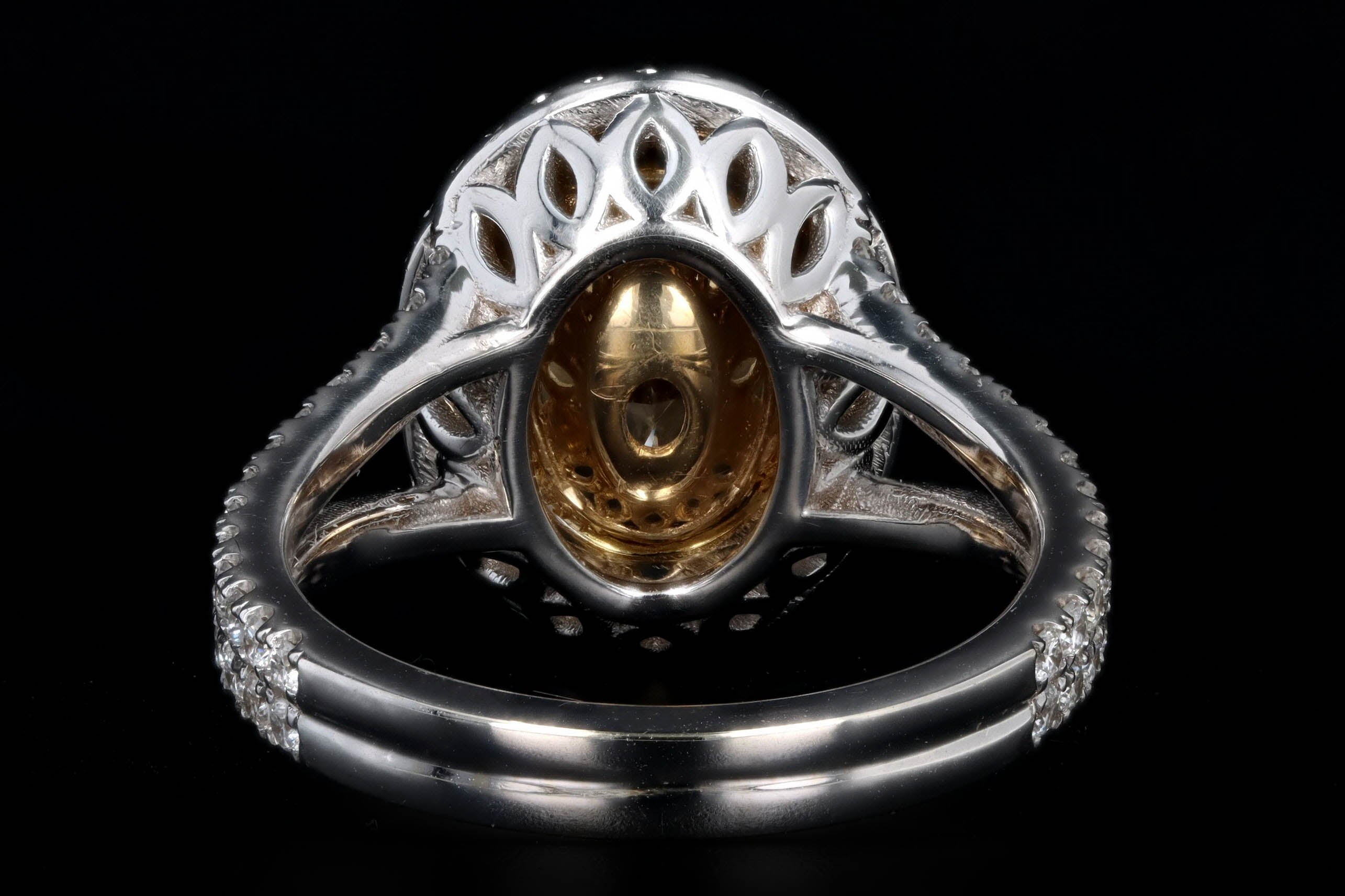 18K Gold 2 Carat Yellow Oval Diamond Halo Engagement Ring - Queen May