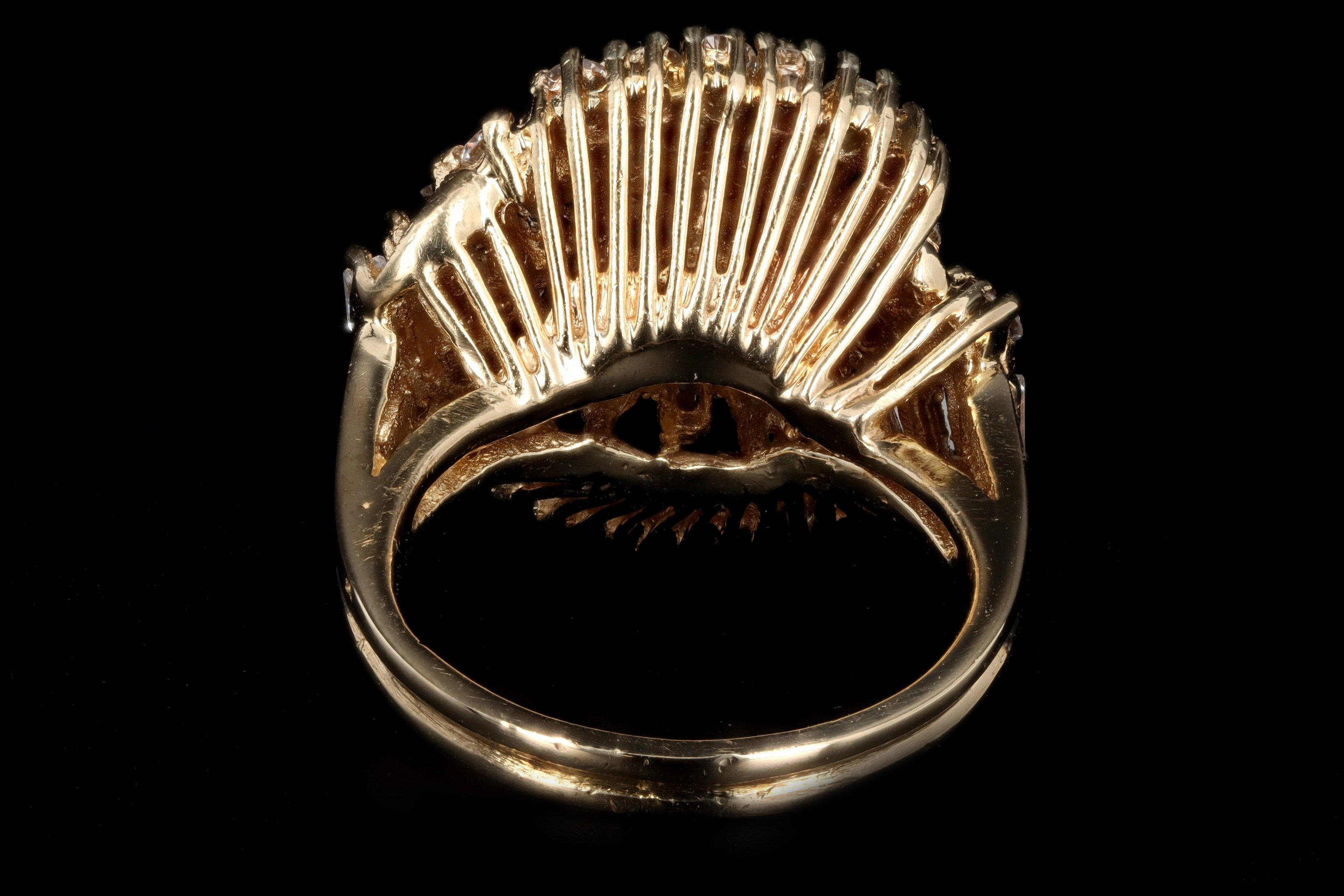 Retro 14K Yellow Gold 2.50 Carat Total Weight Diamond Swirl Ring - Queen May