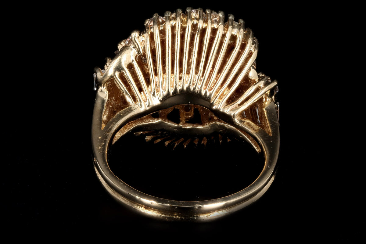 Retro 14K Yellow Gold 2.50 Carat Total Weight Diamond Swirl Ring - Queen May