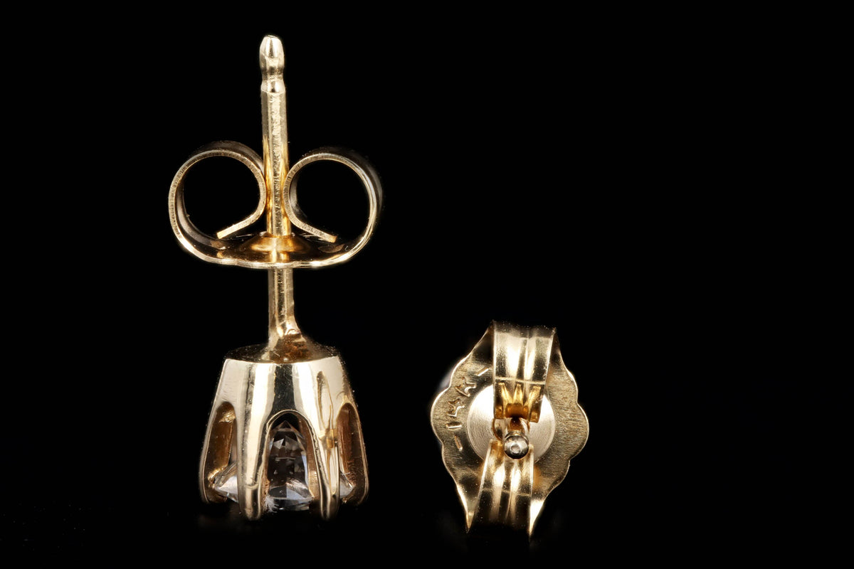 14K Yellow Gold .52 Carat Total Weight Diamond Stud Earrings - Queen May