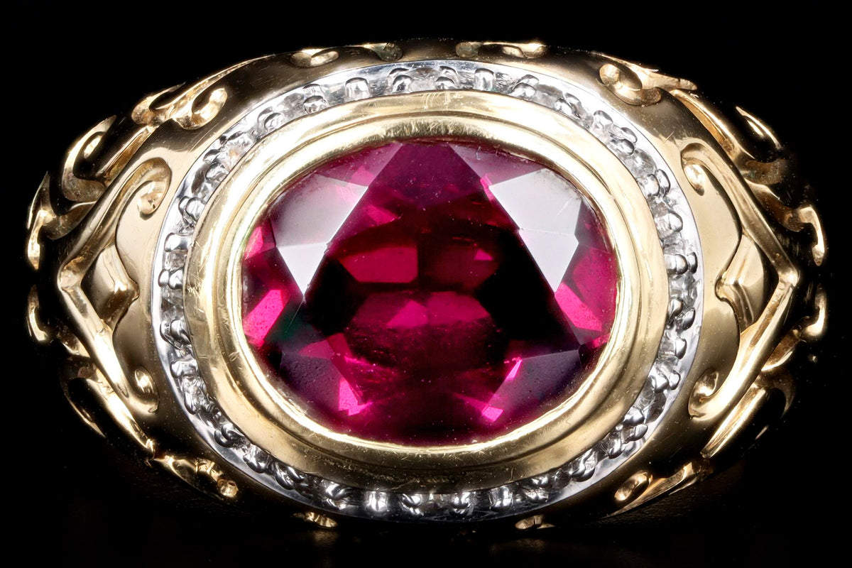 Modern 14K Gold 2 Carat Tourmaline & Diamond Ring - Queen May