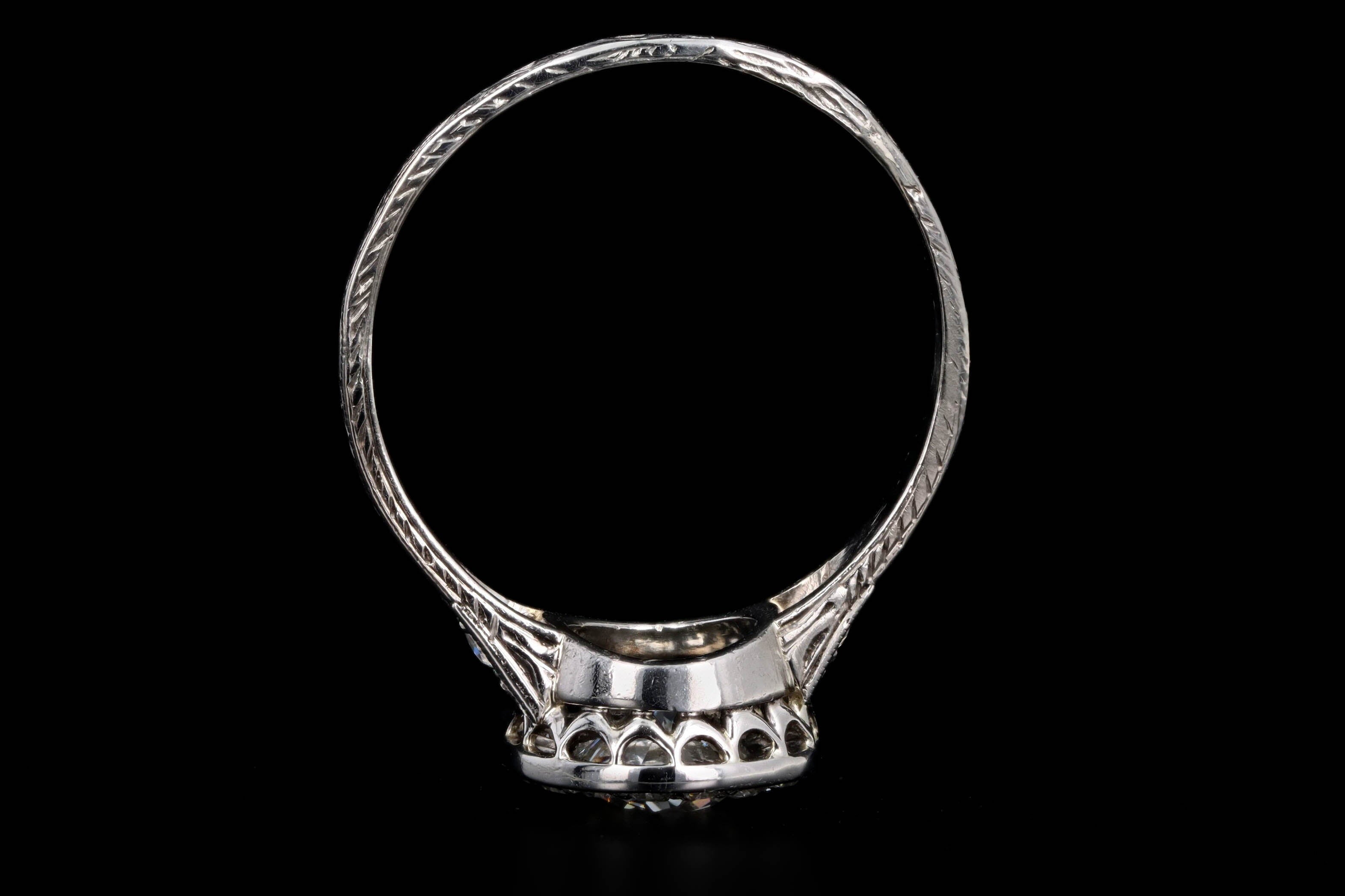Art Deco Platinum & 18K White Gold .90 Carat Old European Diamond Halo Engagement Ring - Queen May