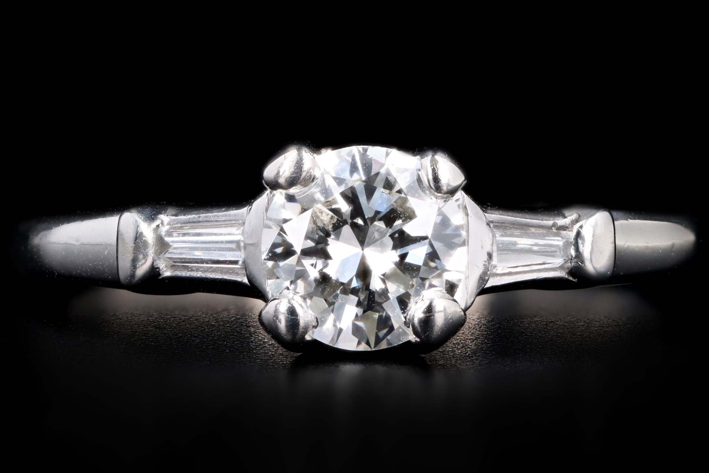 Modern Platinum .63 Carat Round Brilliant Diamond Engagement Ring - Queen May