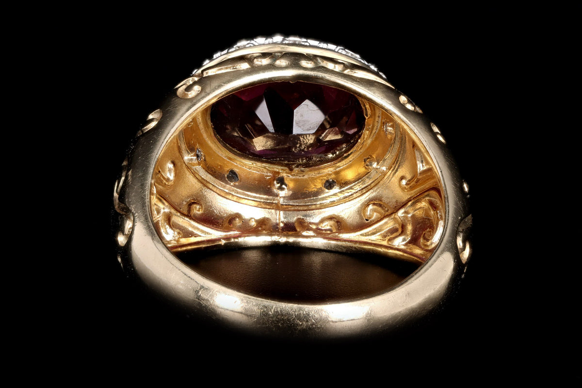 Modern 14K Gold 2 Carat Tourmaline & Diamond Ring - Queen May
