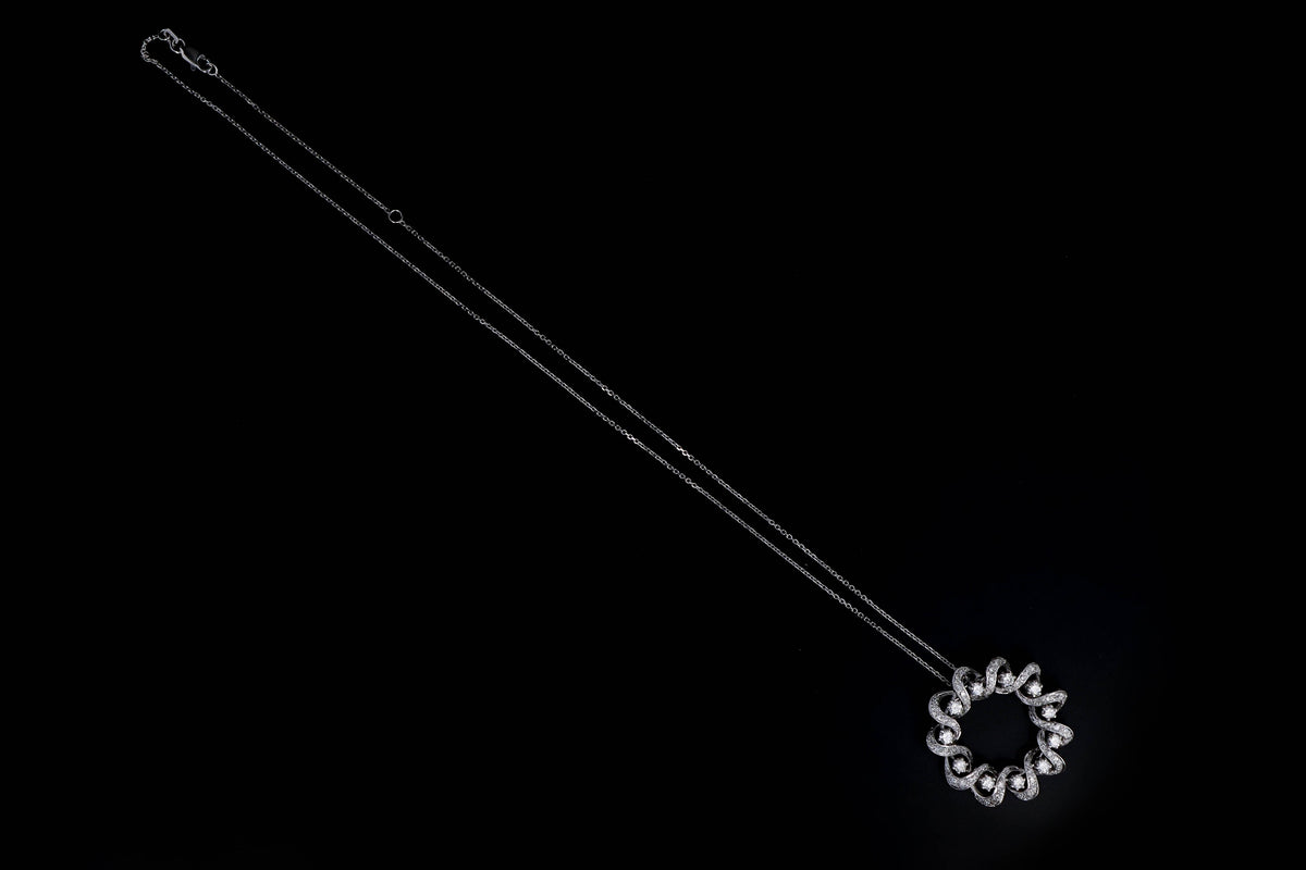 14K White Gold 1.5 Carat Total Weight Diamond Circle Pendant Necklace - Queen May