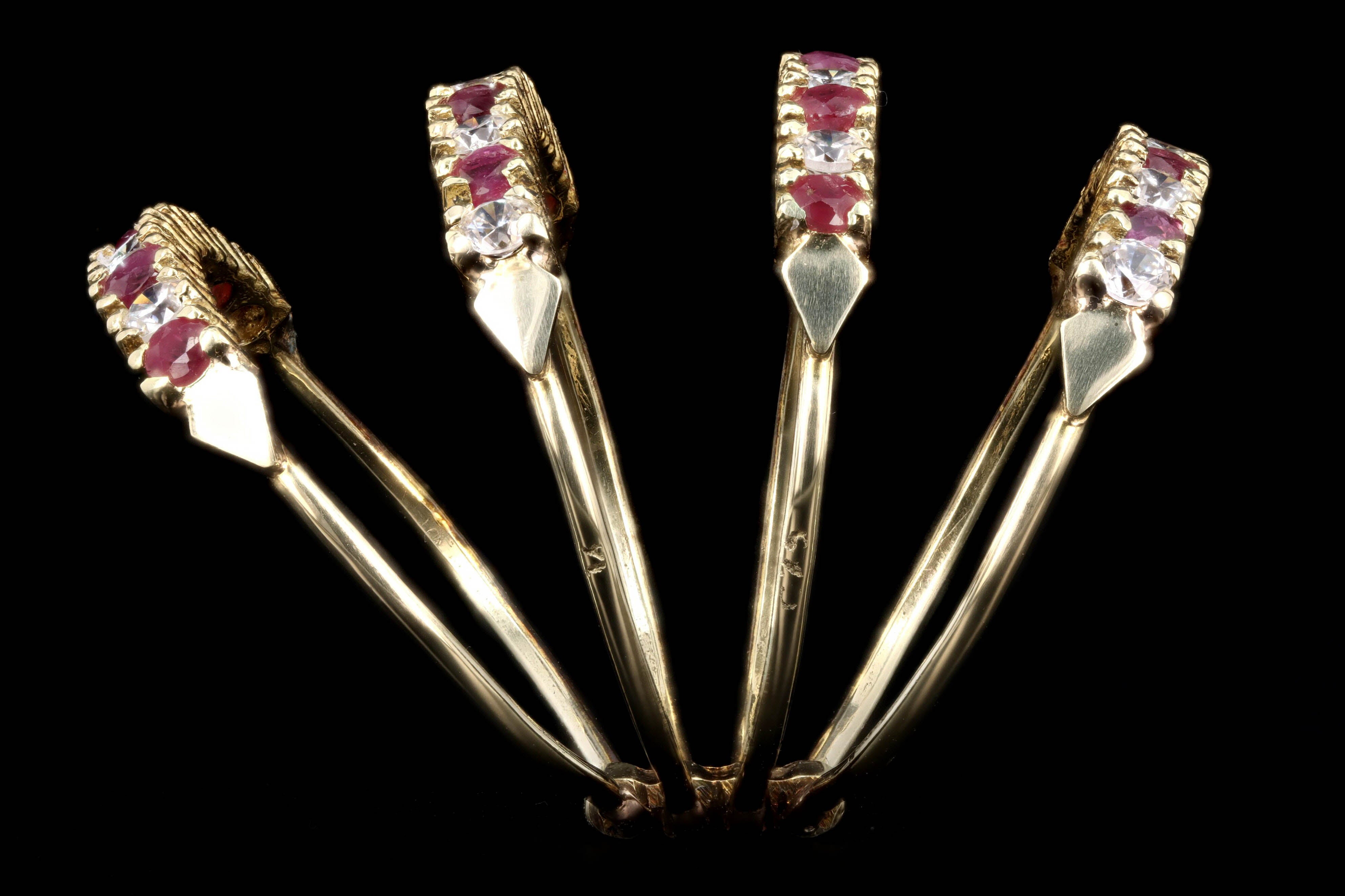 Vintage 14K Yellow Gold Natural Ruby & Diamond Harem Ring - Queen May