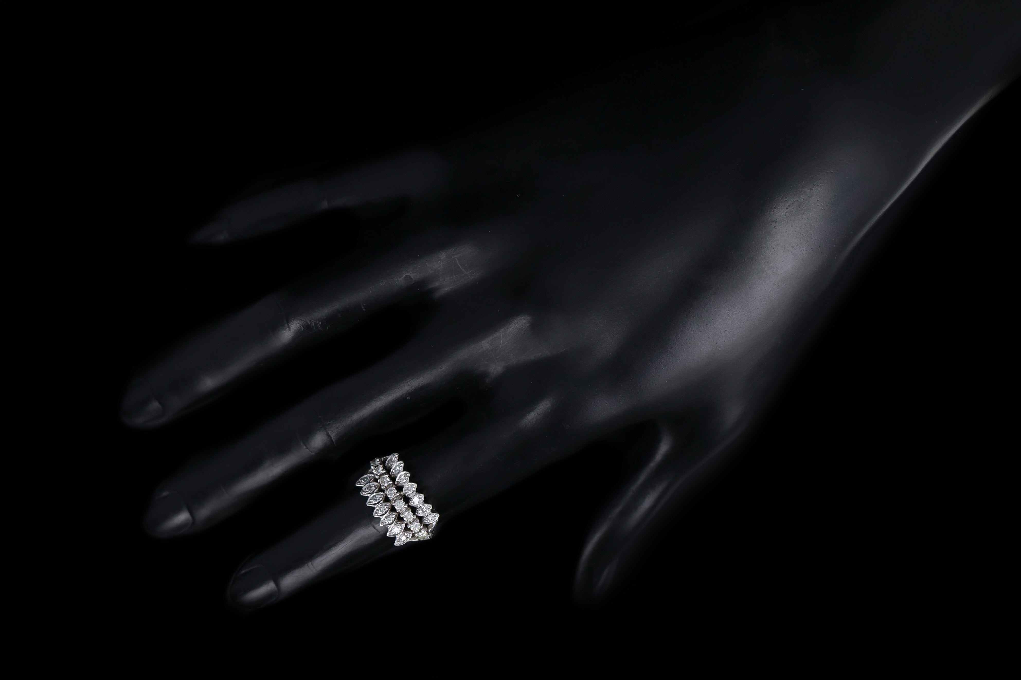 Retro 14K White Gold .50 Carat Total Weight Diamond Ring - Queen May