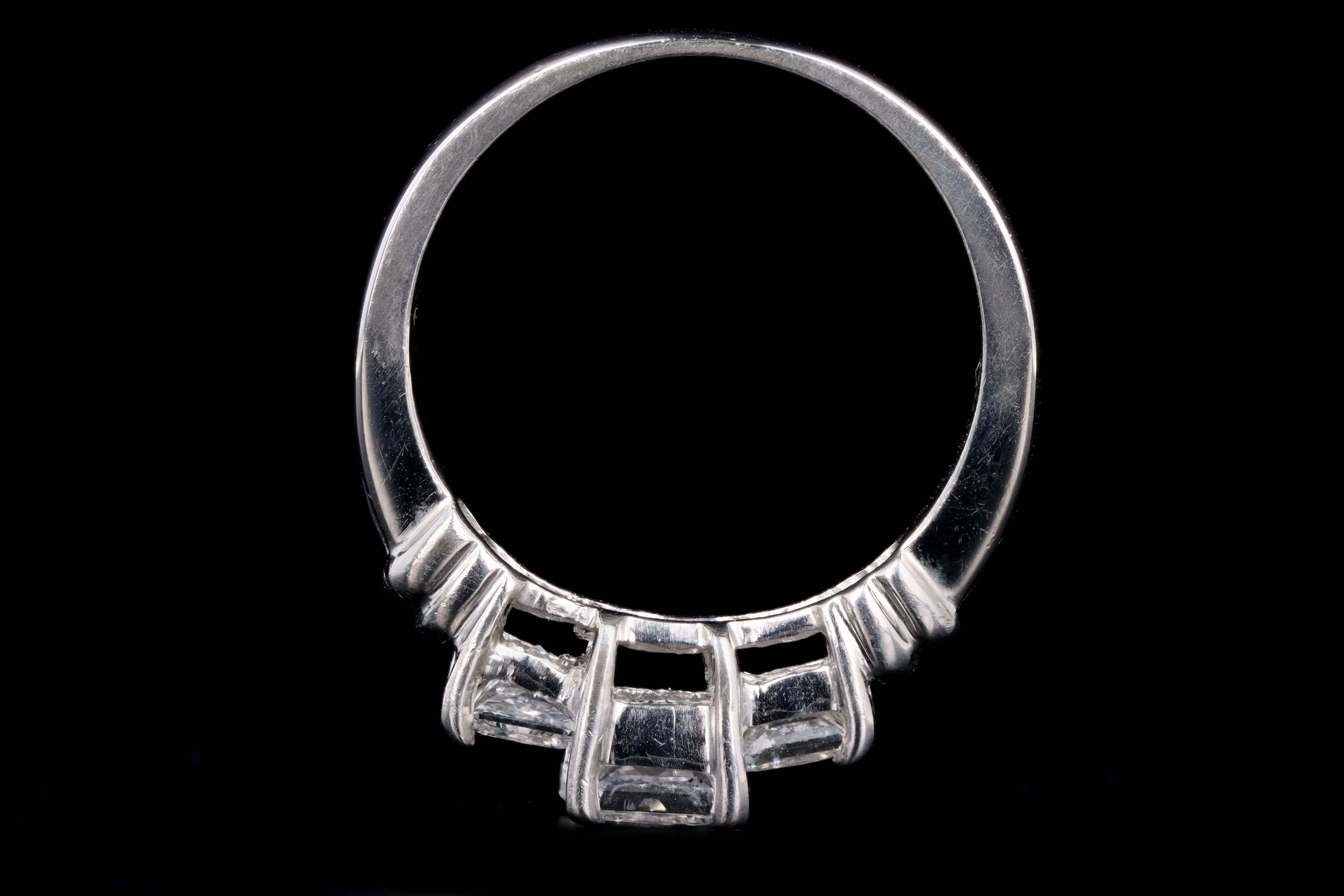Modern Platinum 1.40 Carat Total Weight Princess Cut Diamond Three Stone Engagement Ring - Queen May