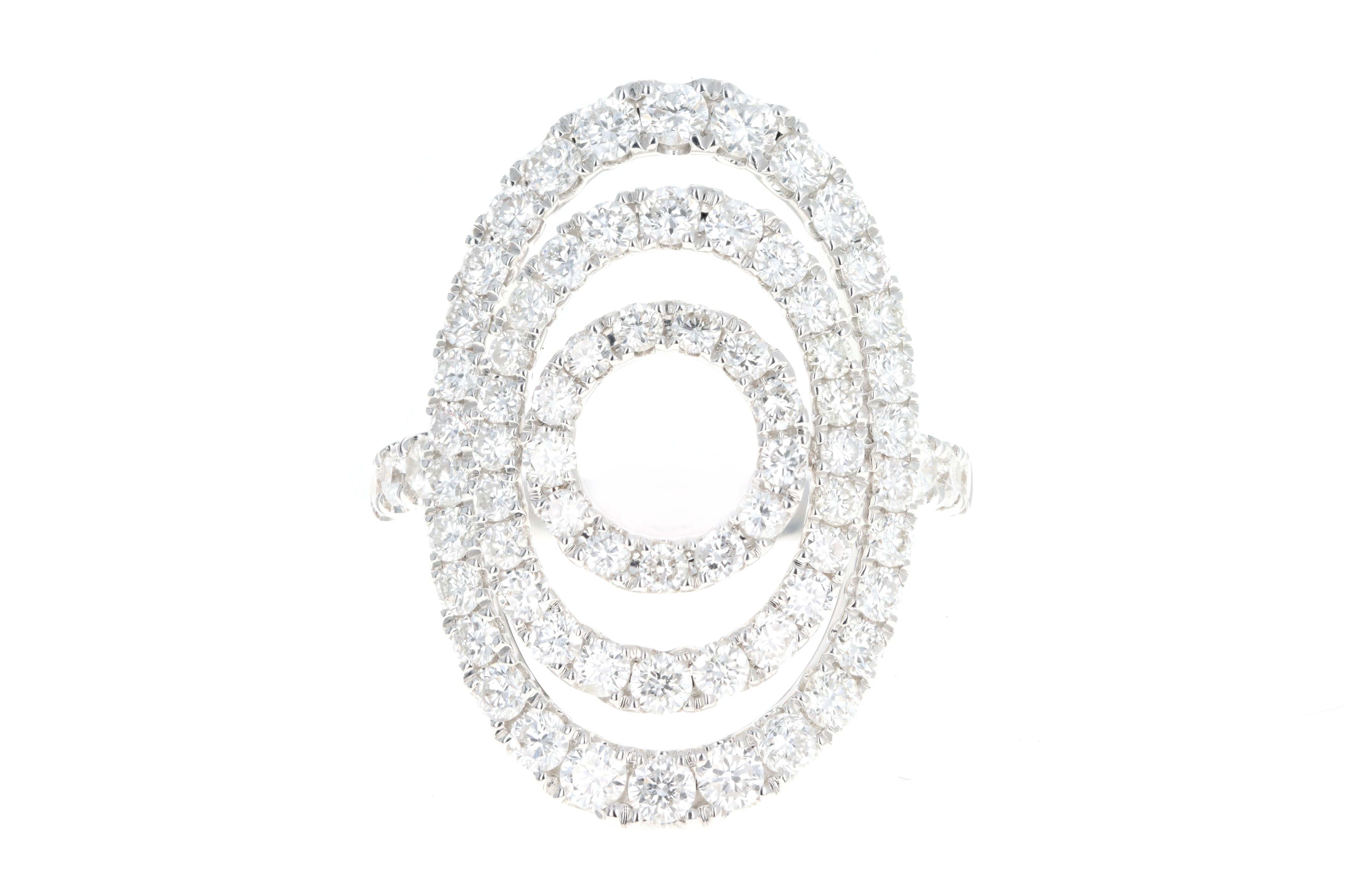 18K White Gold 2.0 Carat Total Weight Diamond Open Halo Ring - Queen May