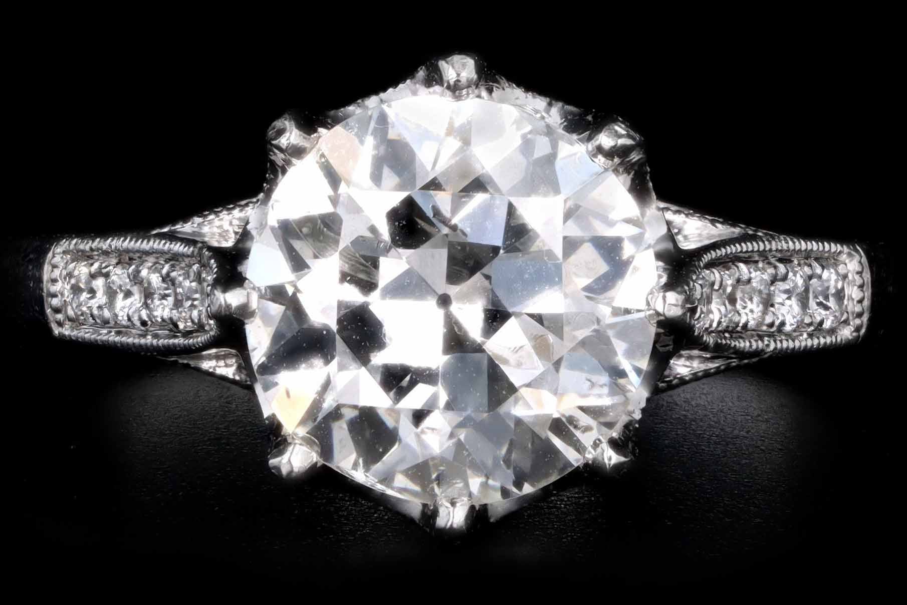 Vintage Inspired Platinum 2.09 Carat Old European Cut Diamond Engagement Ring GIA Certified - Queen May