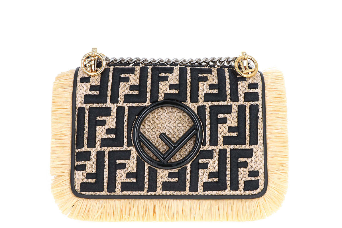 Fendi Small Kan I Raffia FF Shoulder Bag - Queen May