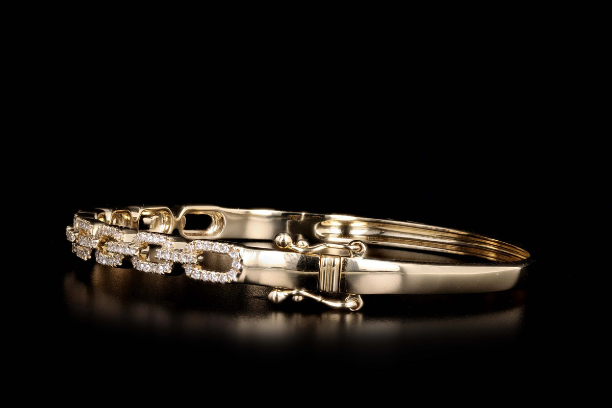 14K Yellow Gold .44 Carat Total Weight Diamond Link Chain Bangle - Queen May