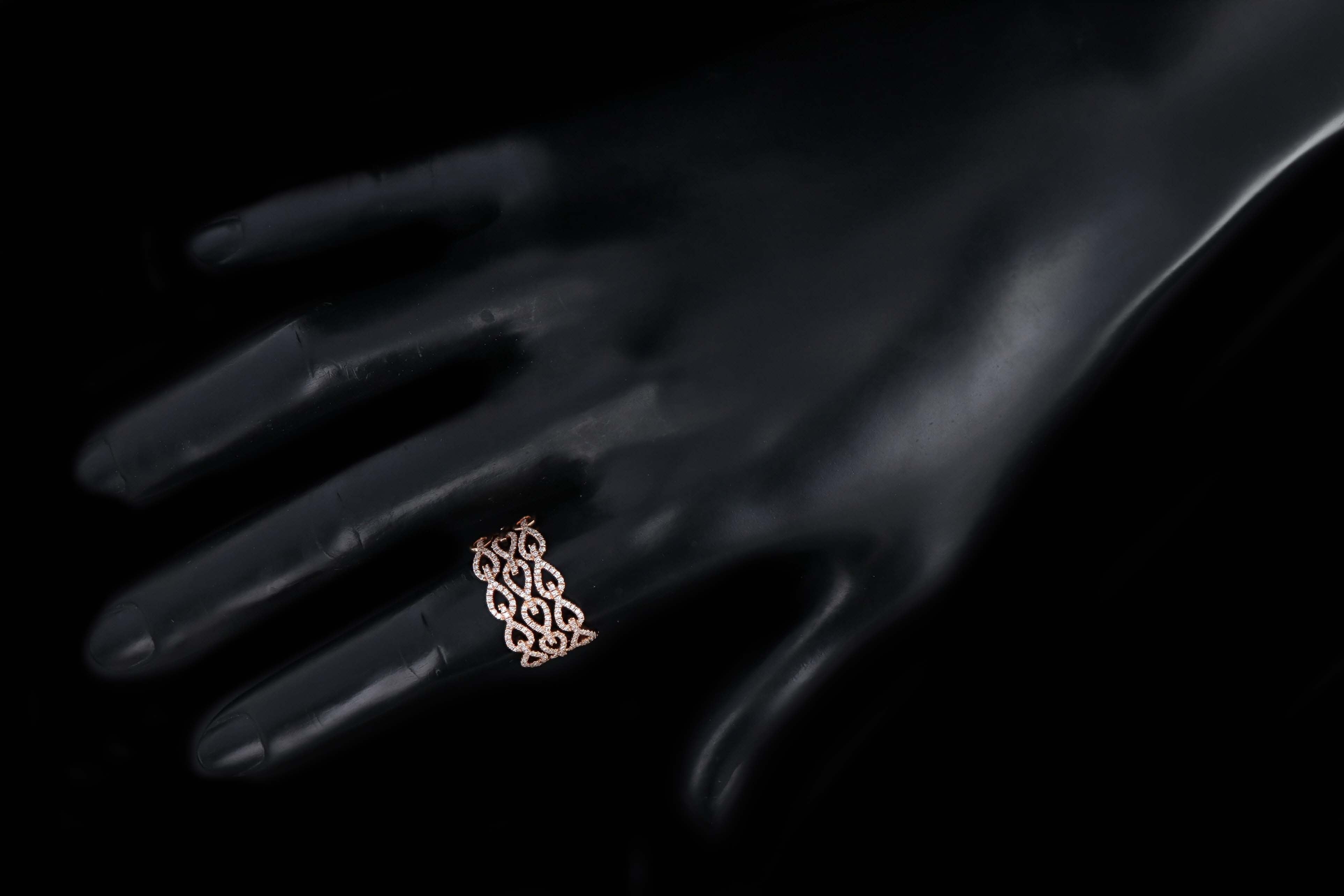 14K Rose Gold .48 Carat Total Weight Wide Diamond Band - Queen May