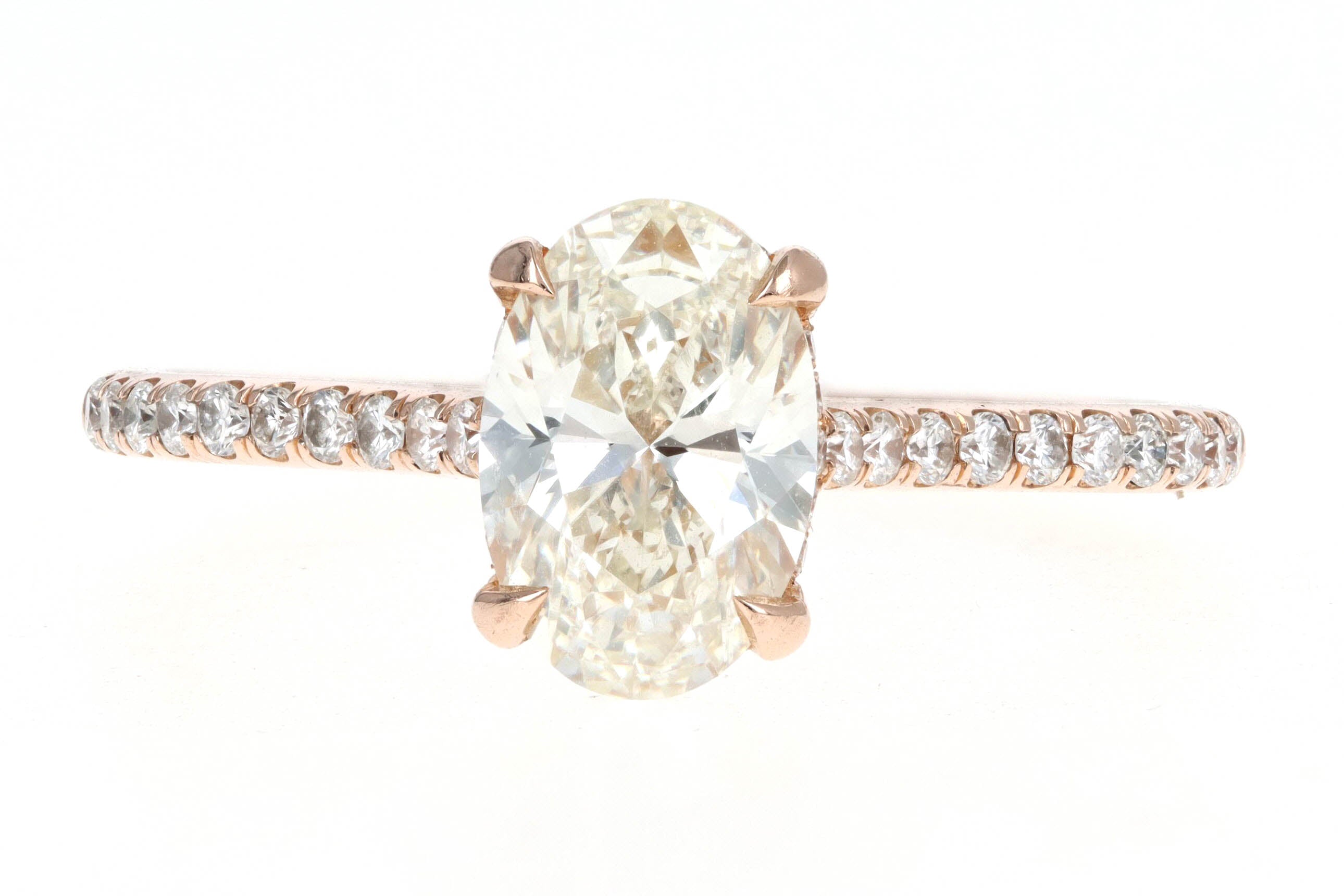 14K Rose Gold 1.21 Carat Oval Cut Diamond Hidden Halo Engagement Ring GIA Certified - Queen May