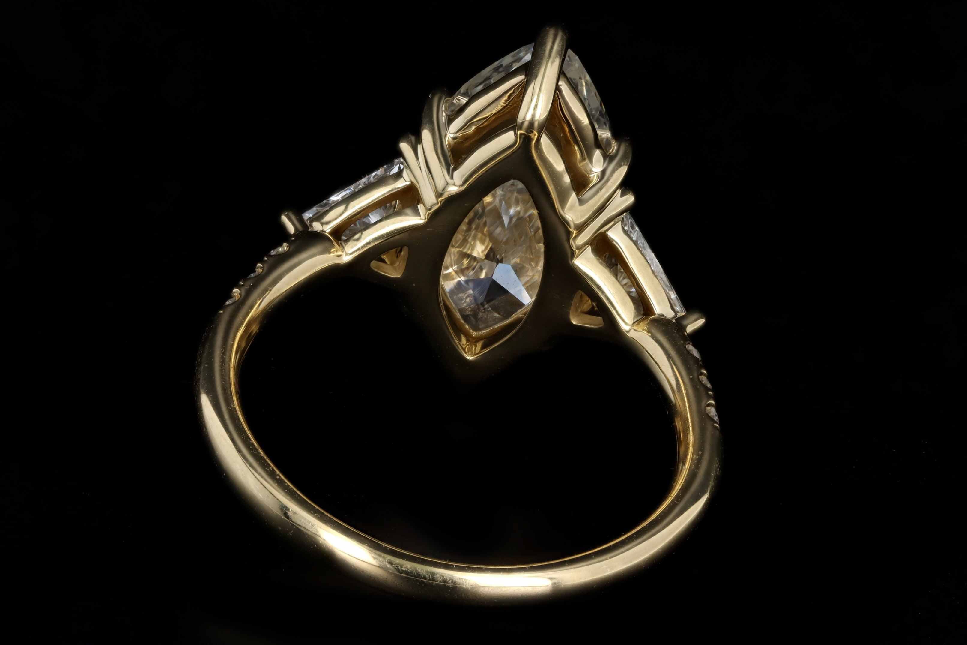 18K Yellow Gold 4.05 Carat Marquise Diamond Engagement Ring GIA Certified - Queen May