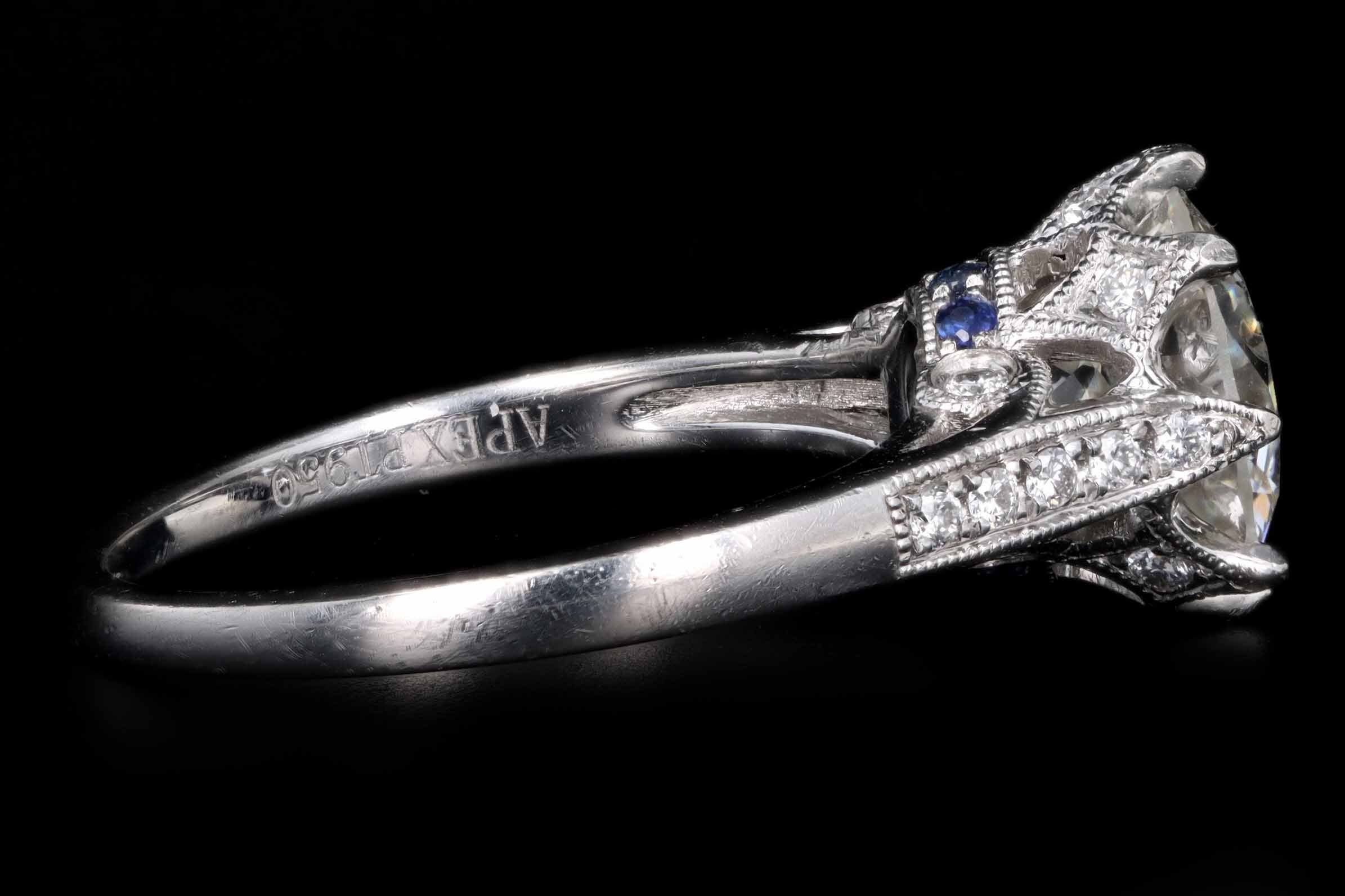 Vintage Inspired Platinum 2.09 Carat Old European Cut Diamond Engagement Ring GIA Certified - Queen May