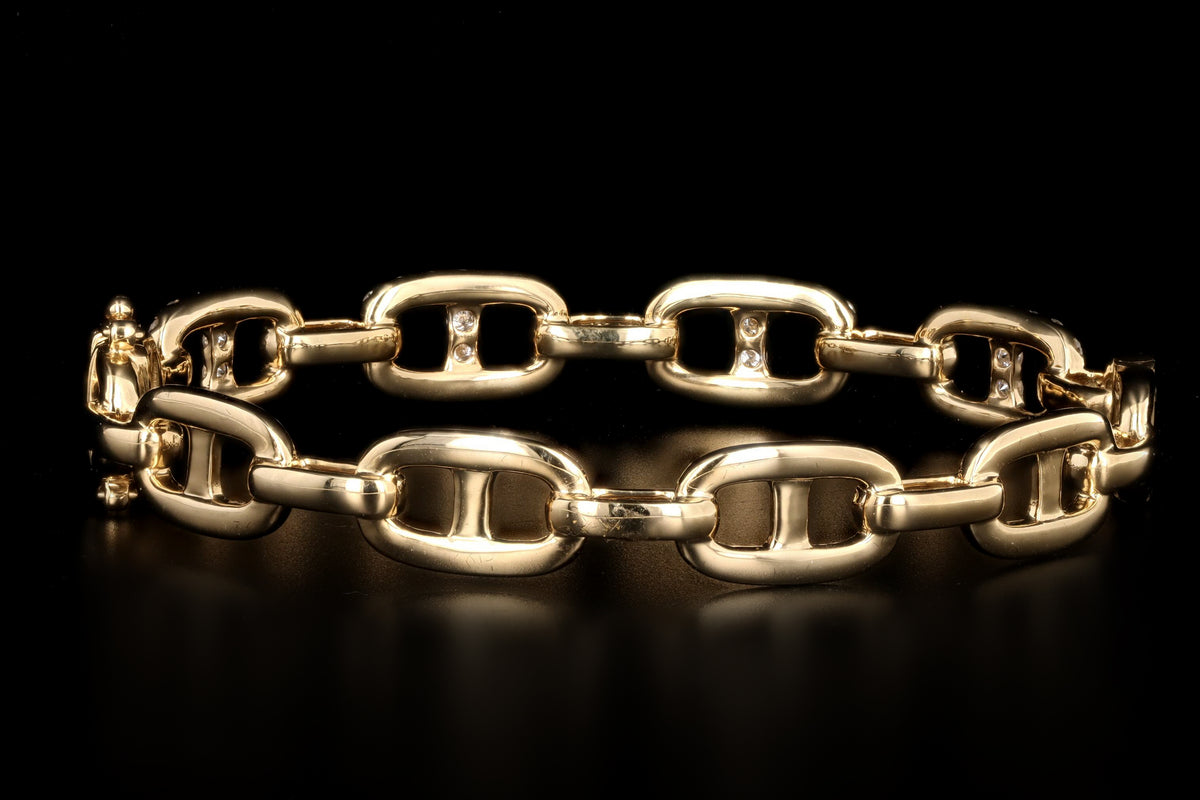 18K Yellow Gold 2.0 Carat Total Weight Diamond Mariner Link Bangle - Queen May