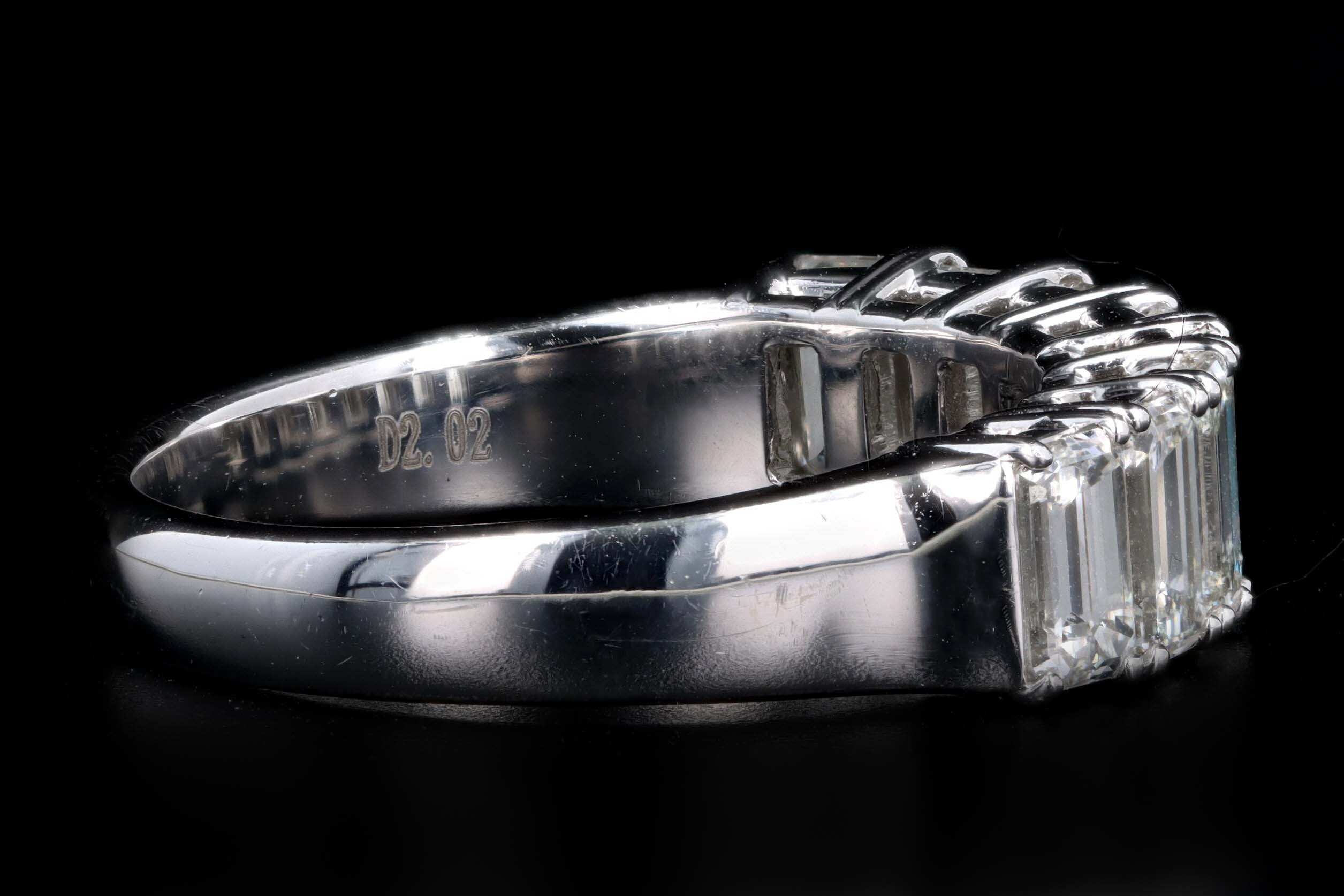 18K White Gold 2.02 Carat Total Weight Emerald Cut Diamond Half Eternity Wedding Band - Queen May