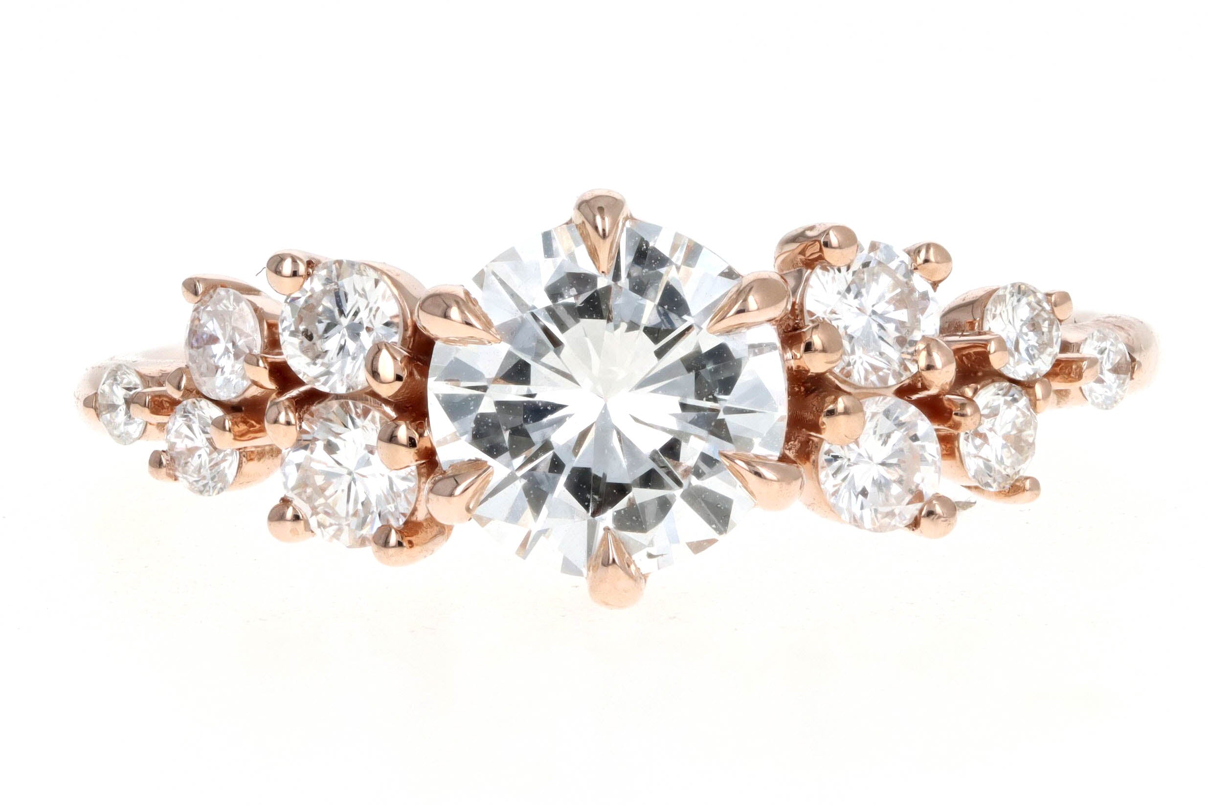 14K Rose Gold 0.90 Carat Round Brilliant Cut Diamond Floral Engagement Ring GIA Certified - Queen May