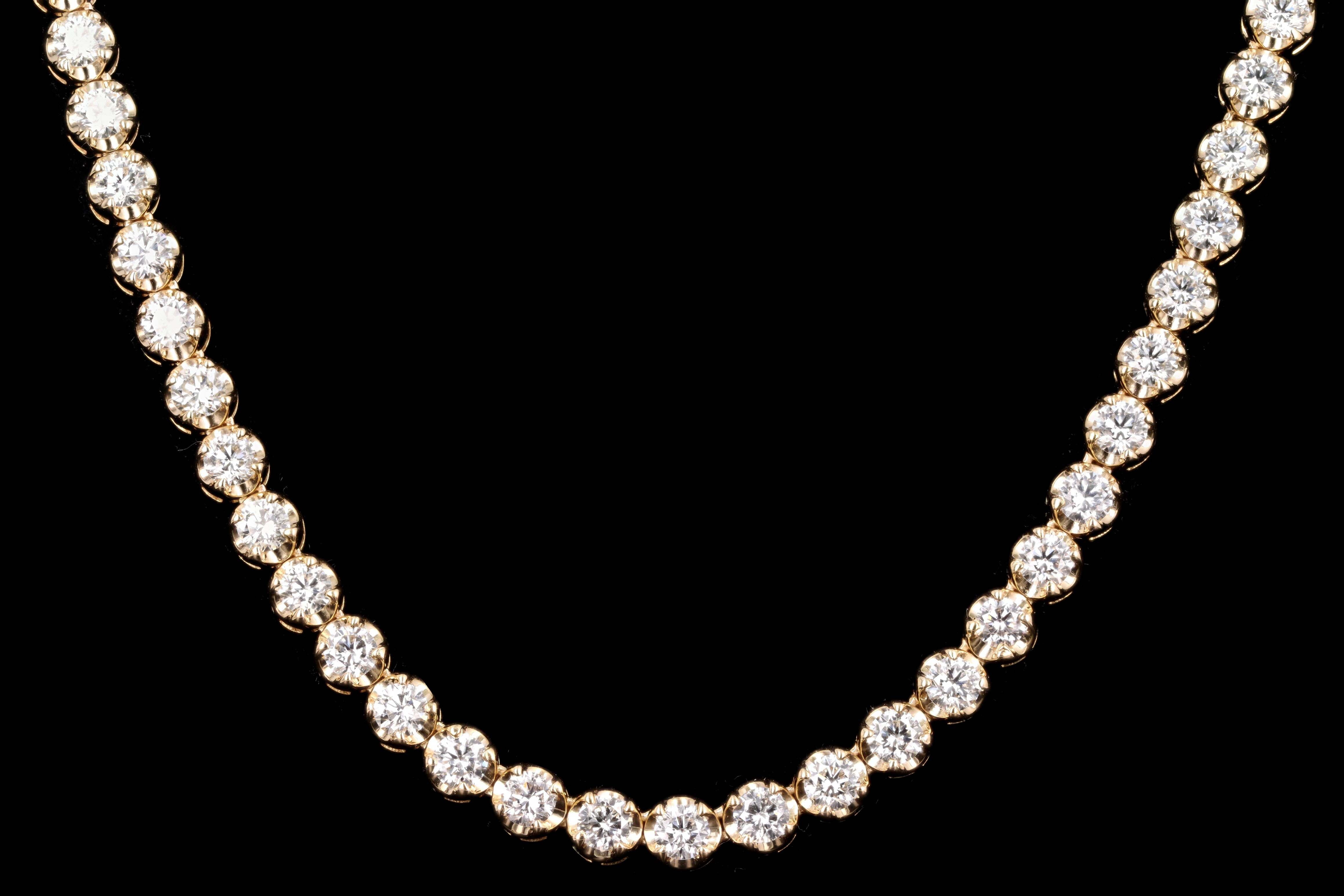 14K Yellow Gold 7.47 Carat Total Weight Round Diamond Adjustable Bolo Tennis Necklace - Queen May