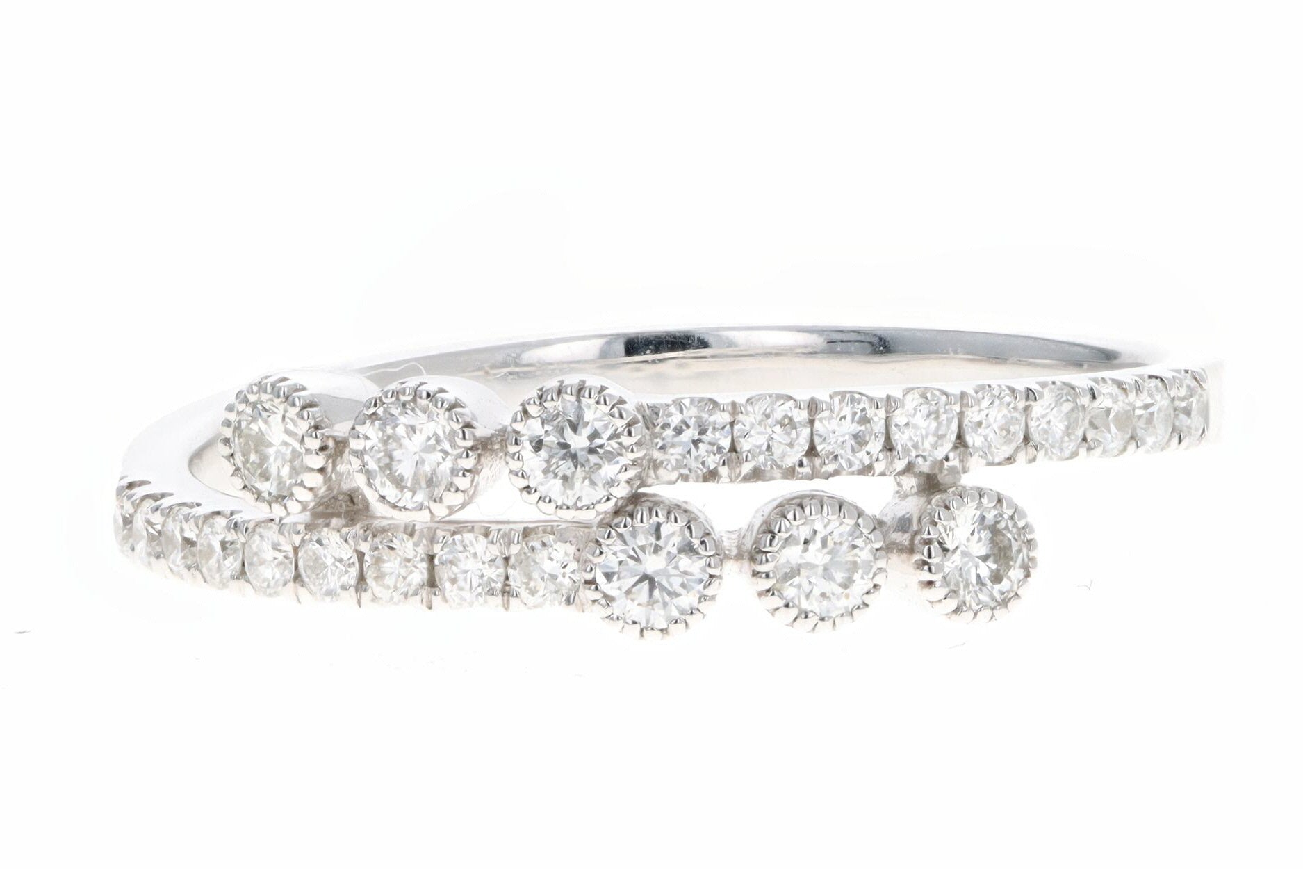 14K White Gold 0.33 Carat Total Weight Round Brilliant Cut Diamond Wedding Band - Queen May