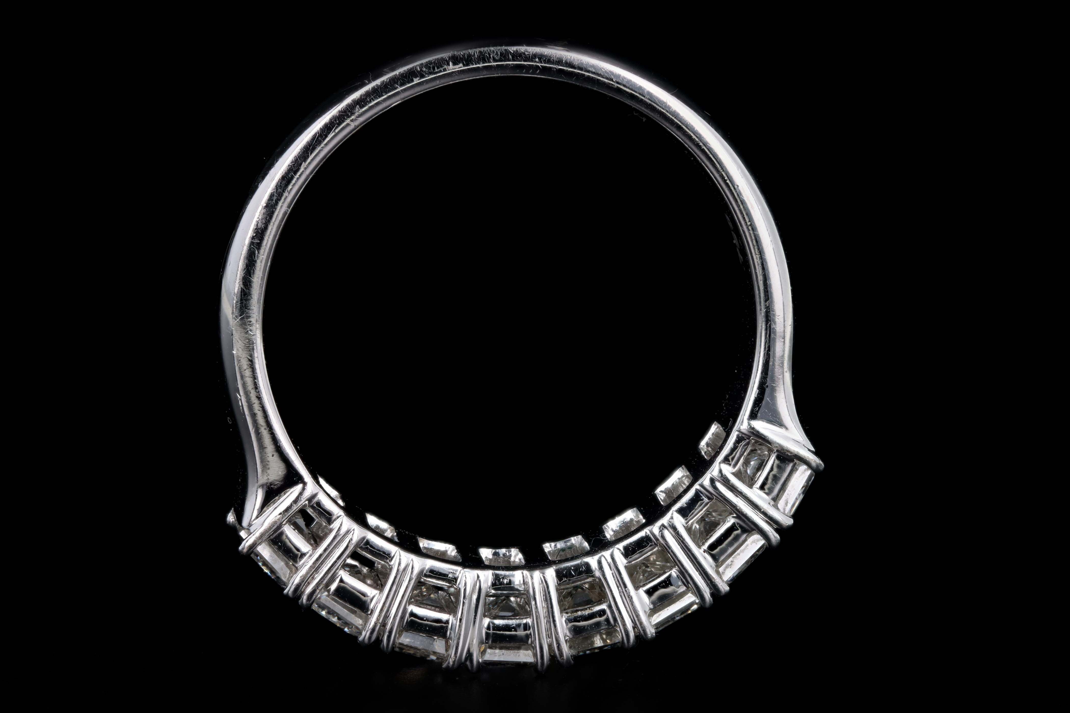 18K White Gold 2.02 Carat Total Weight Emerald Cut Diamond Half Eternity Wedding Band - Queen May