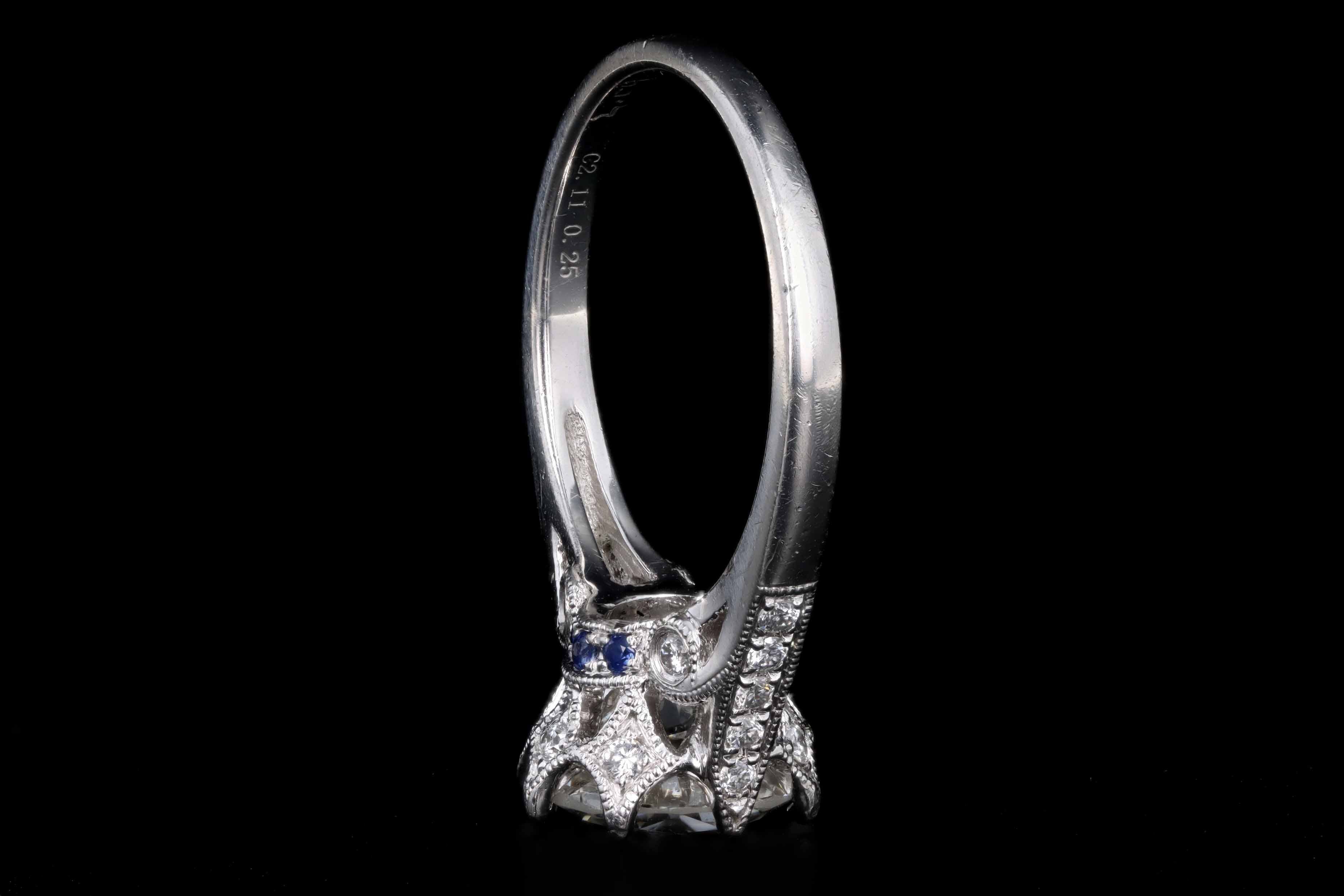 Vintage Inspired Platinum 2.09 Carat Old European Cut Diamond Engagement Ring GIA Certified - Queen May