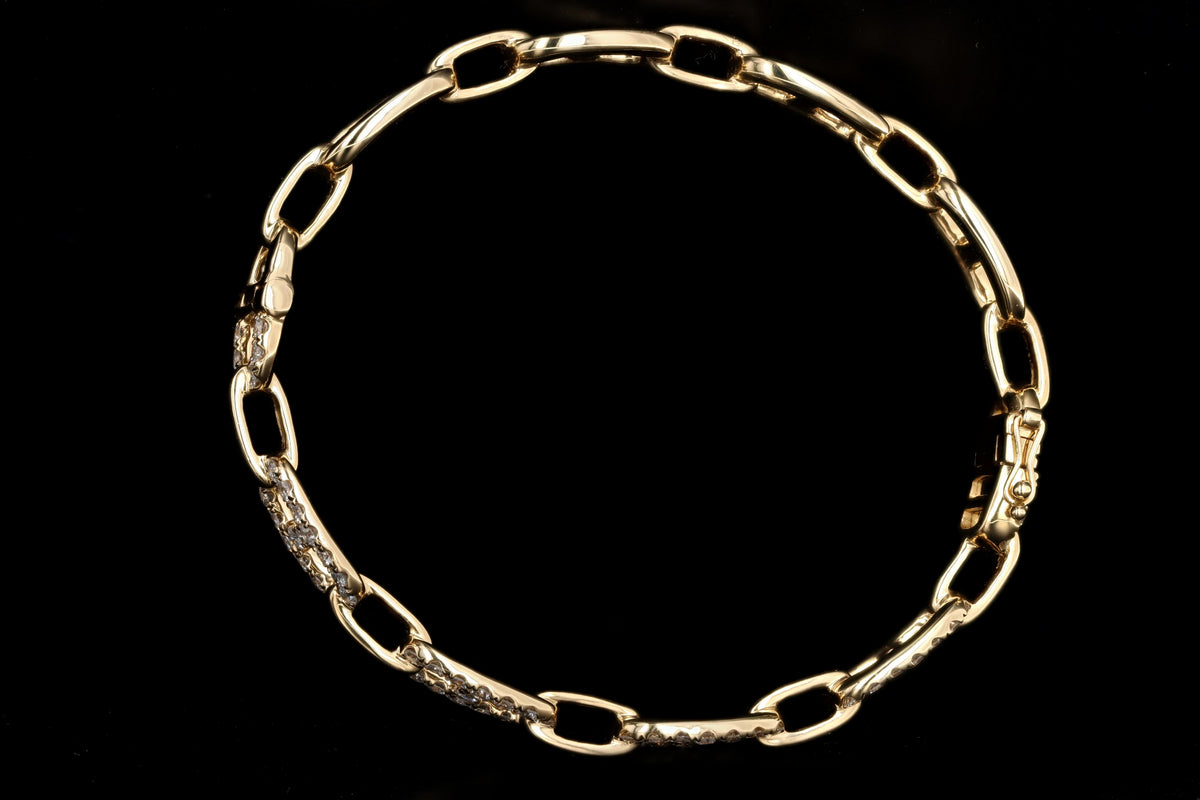 18K Yellow Gold 2.0 Carat Total Weight Diamond Mariner Link Bangle - Queen May