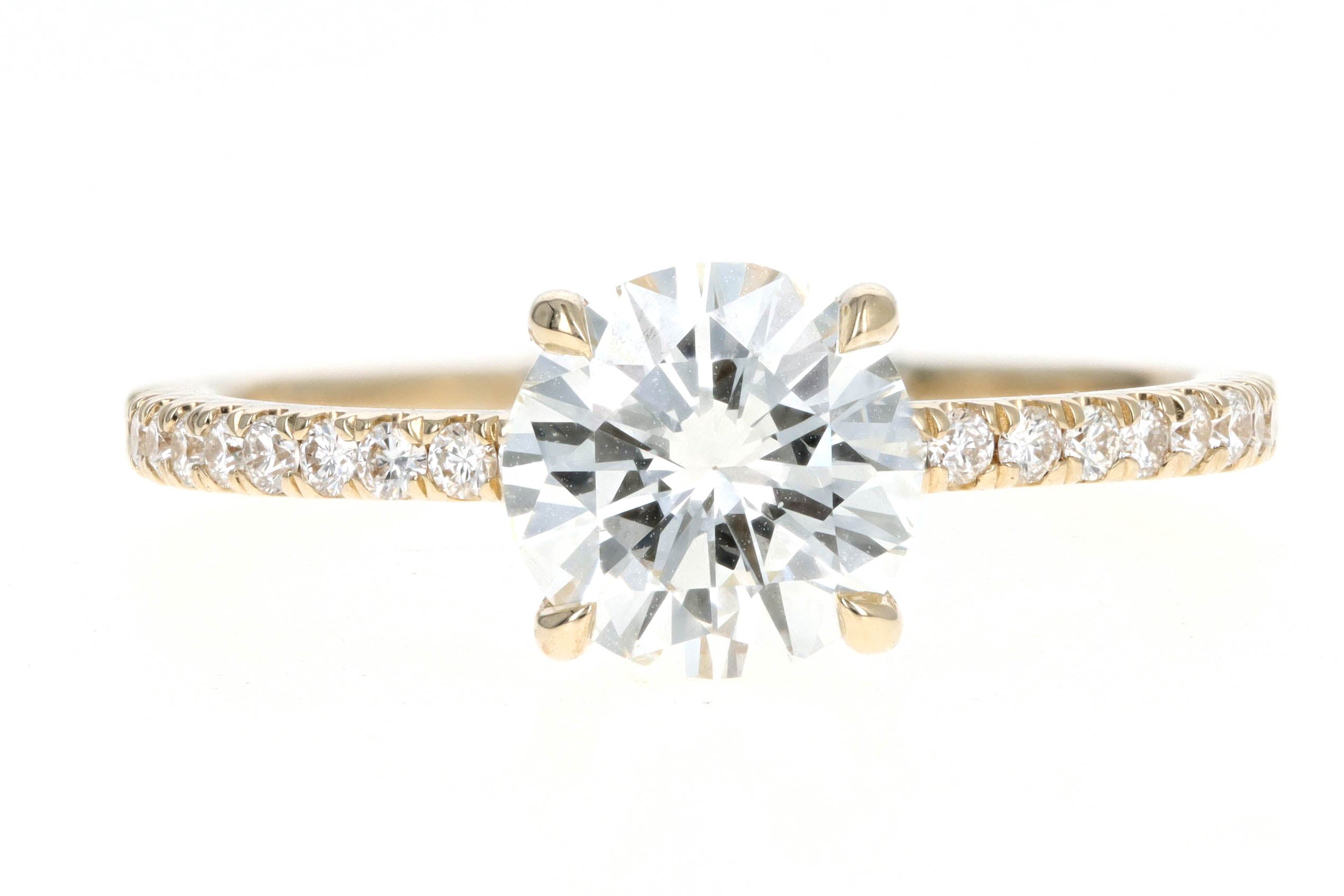 14K Yellow Gold 1.28 Carat Round Brilliant Cut Diamond Hidden Halo Engagement Ring GIA Certified - Queen May