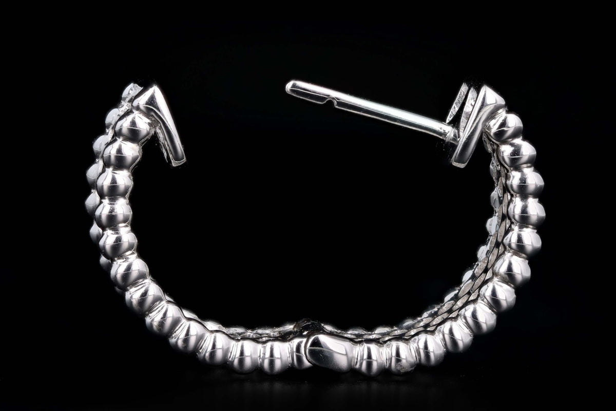 18K White Gold 1.48 Carat Total Weight Round Brilliant Cut Diamond Huggie Earrings - Queen May