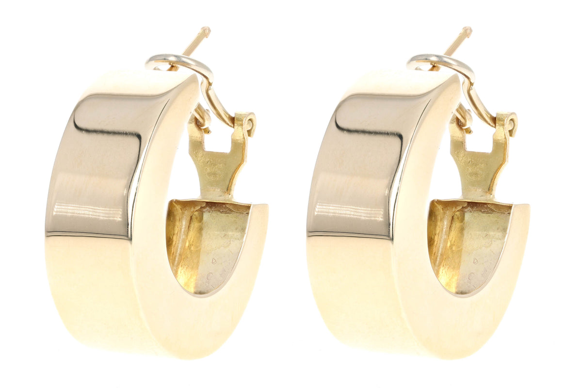 14K Yellow Gold Wide Hoop Earrings - Queen May