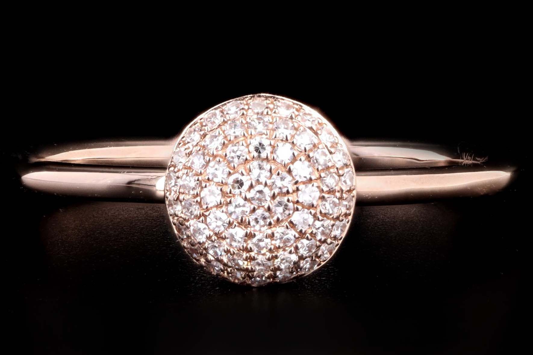 14K Gold Diamond Pave Circle Ring - Queen May