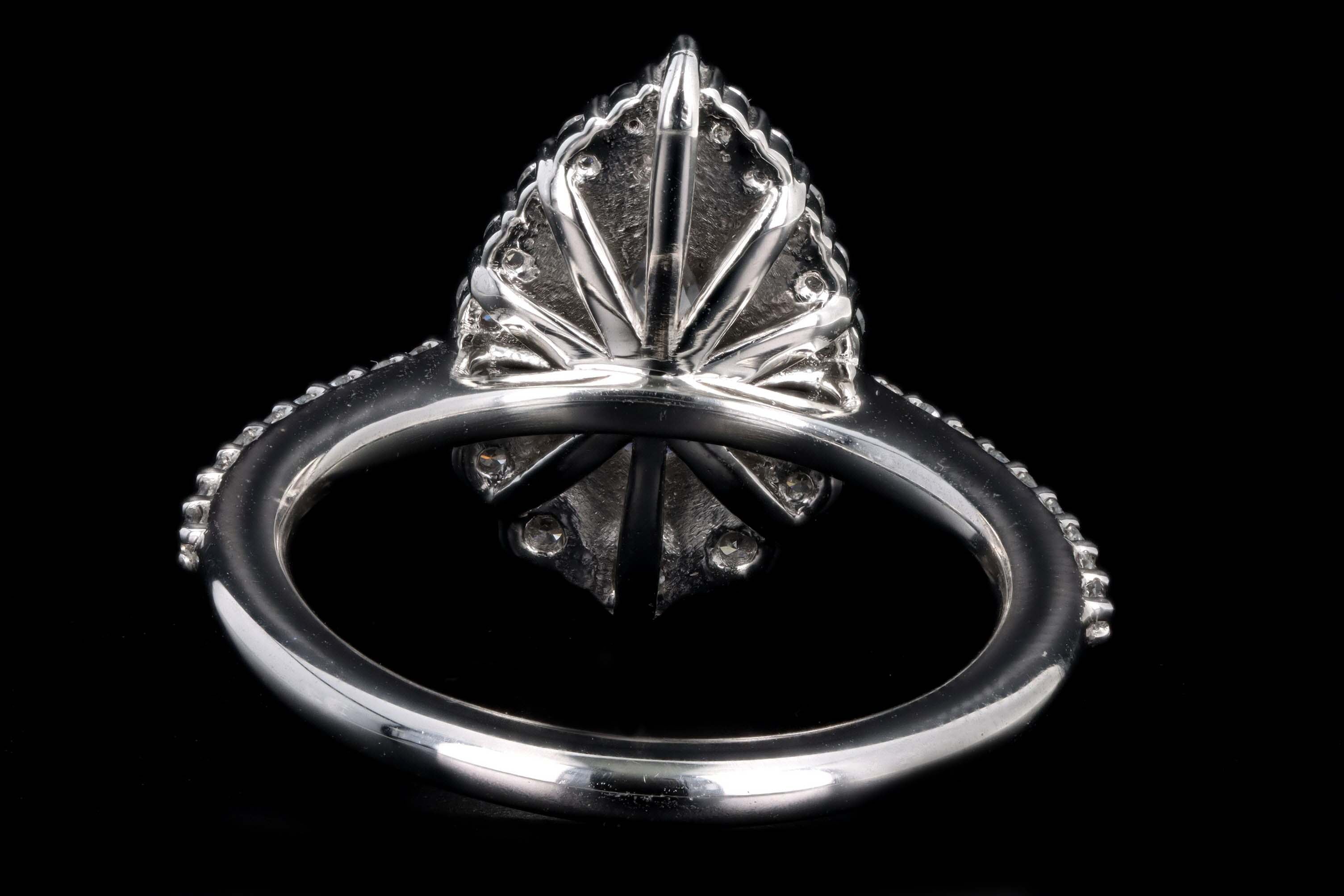 Platinum 1.63 Carat Pear Cut Diamond Graduated Halo Engagement Ring GIA Certified - Queen May