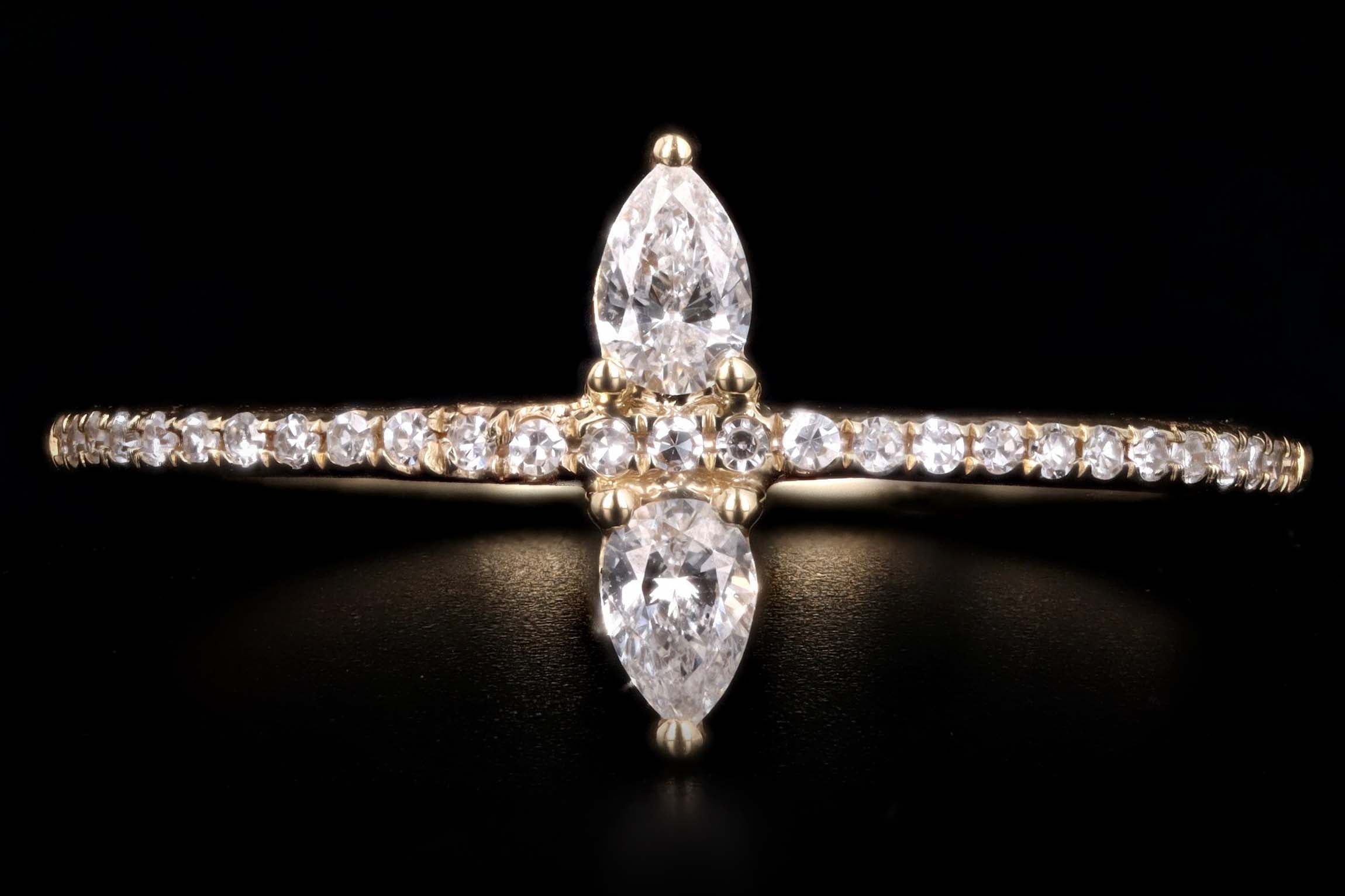 14K Gold Pear Diamond Mini Cluster Ring - Queen May