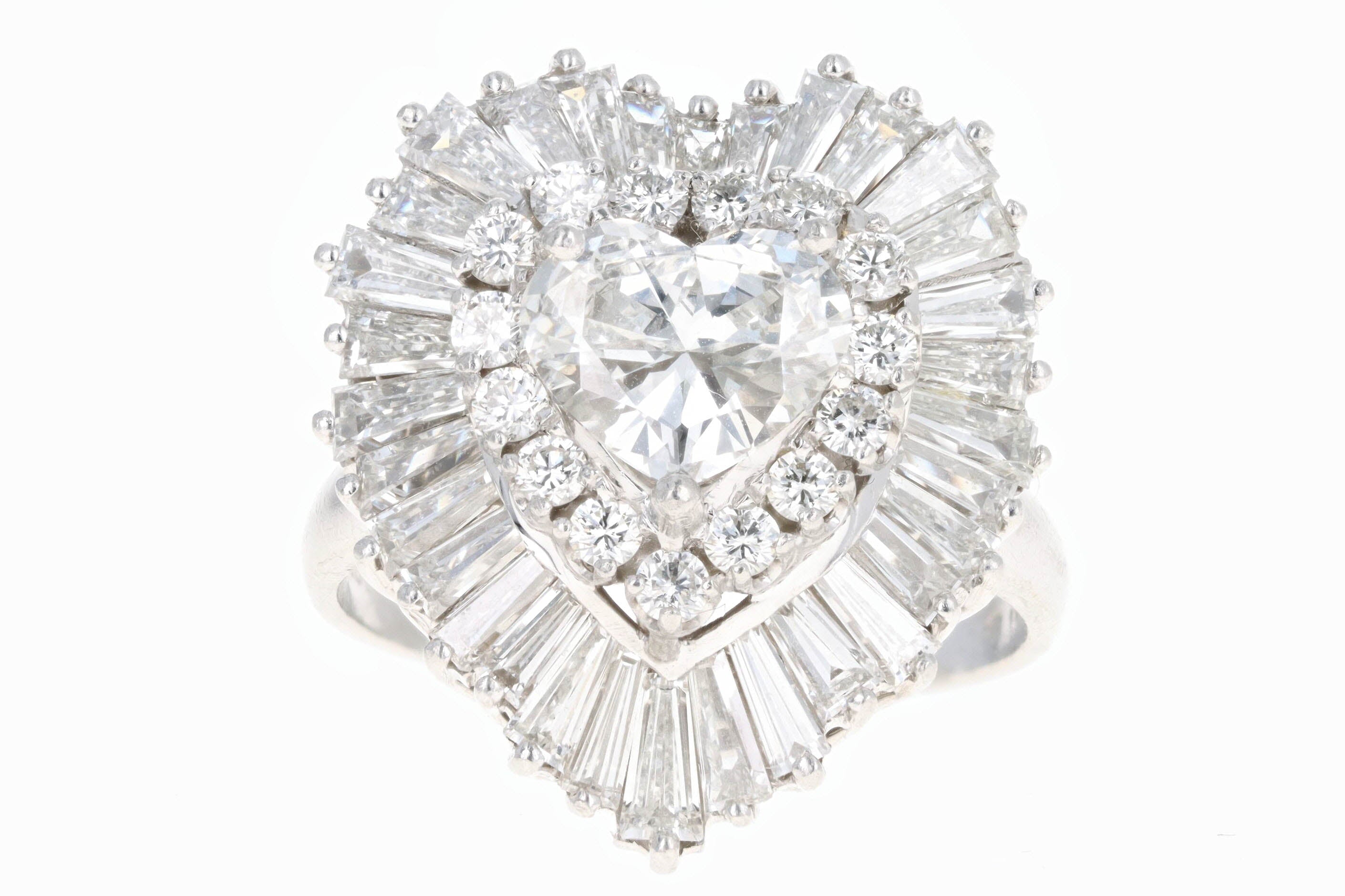 Platinum 1.5 Carat Heart Shape Diamond Ballerina Convertible Pendant Ring - Queen May