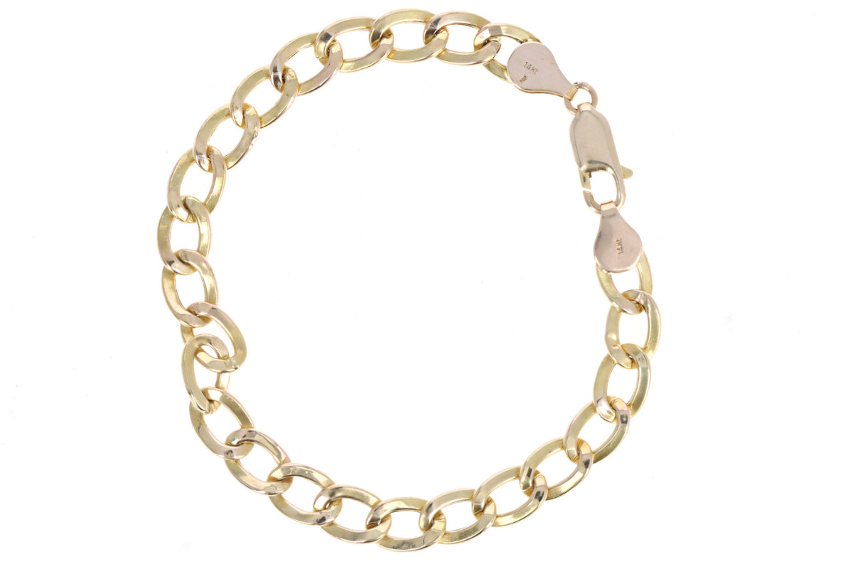14K Yellow Gold Curb Link Bracelet - Queen May