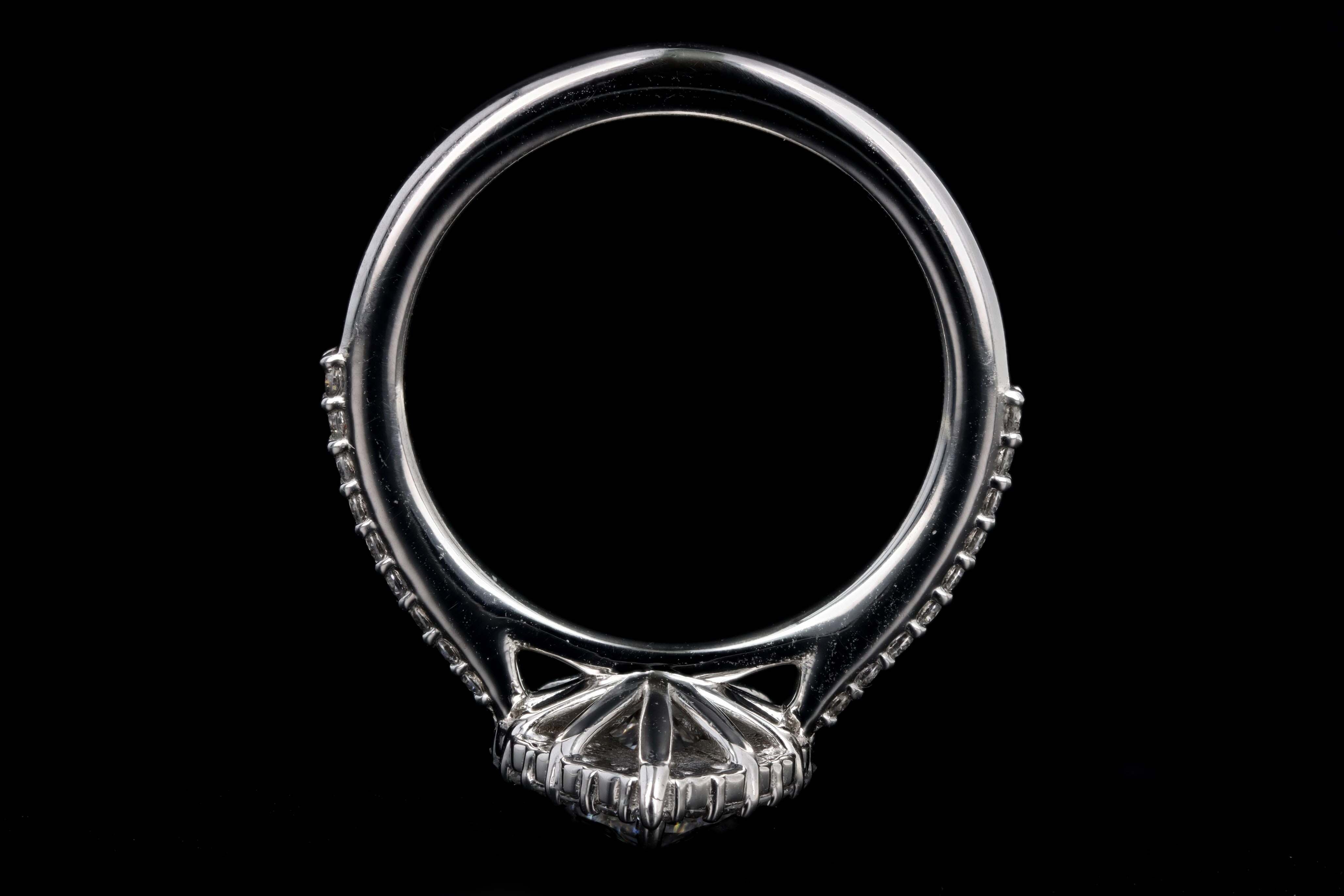 Platinum 1.63 Carat Pear Cut Diamond Graduated Halo Engagement Ring GIA Certified - Queen May