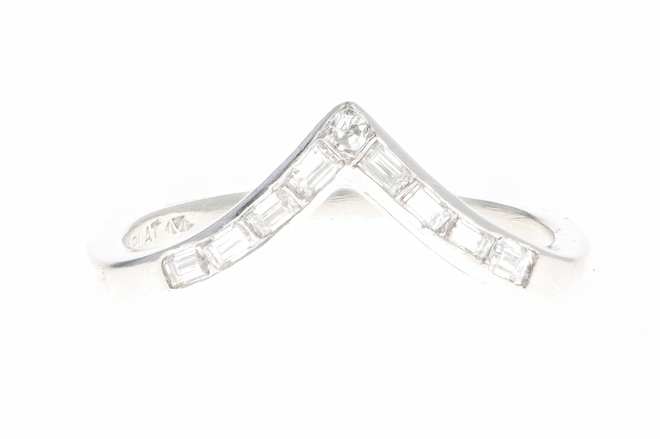 Platinum .20 Carat Total Weight Baguette Diamond Contour Band - Queen May