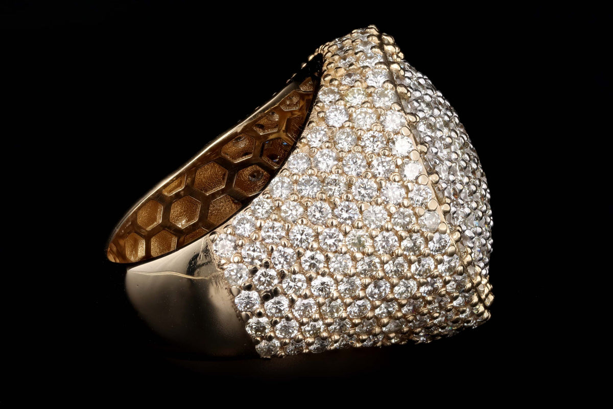 14K Yellow Gold 3.0 Carat Total Weight Round Brilliant Cut Diamond Pave Dome Ring - Queen May