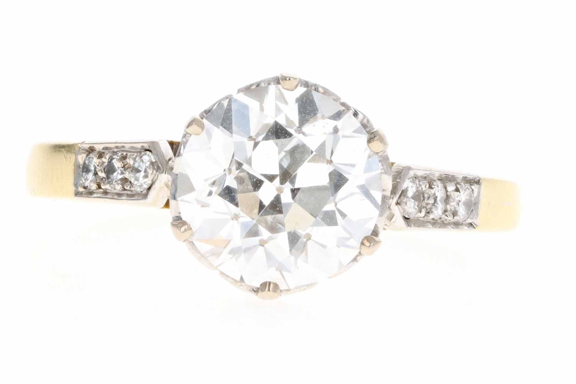 Vintage Inspired 18K Yellow Gold 2.07 Carat Old European Cut Diamond Engagement Ring GIA IGI Certified - Queen May