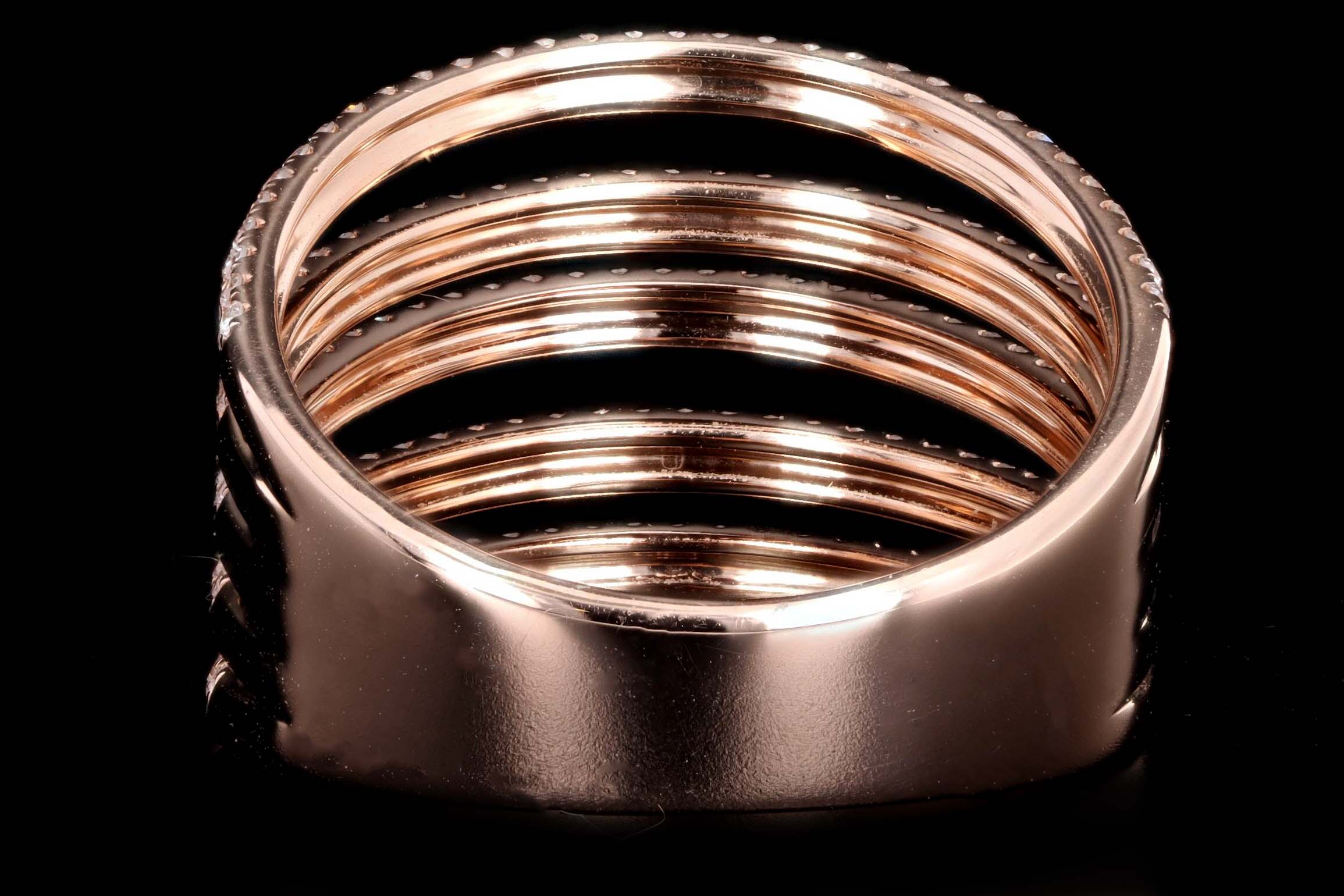 14K Rose Gold Wide Diamond Pave Ring - Queen May