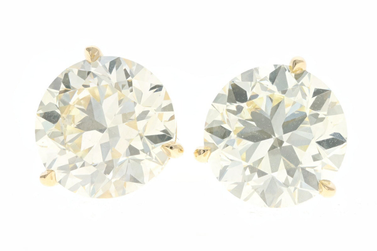14K Yellow Gold 5.82 Carat Total Weight Diamond Martini Stud Earrings - Queen May