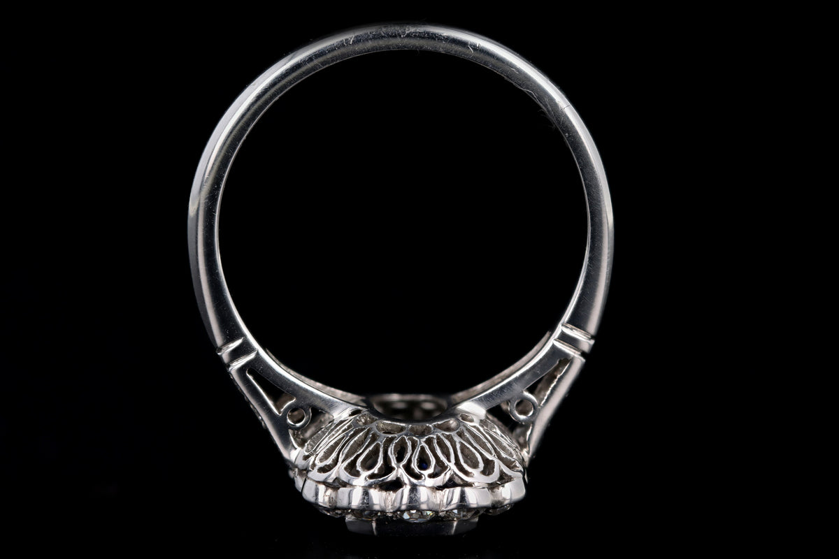 Art Deco Inspired Platinum 2.03 Carat Natural Sapphire & Diamond Halo Ring - Queen May