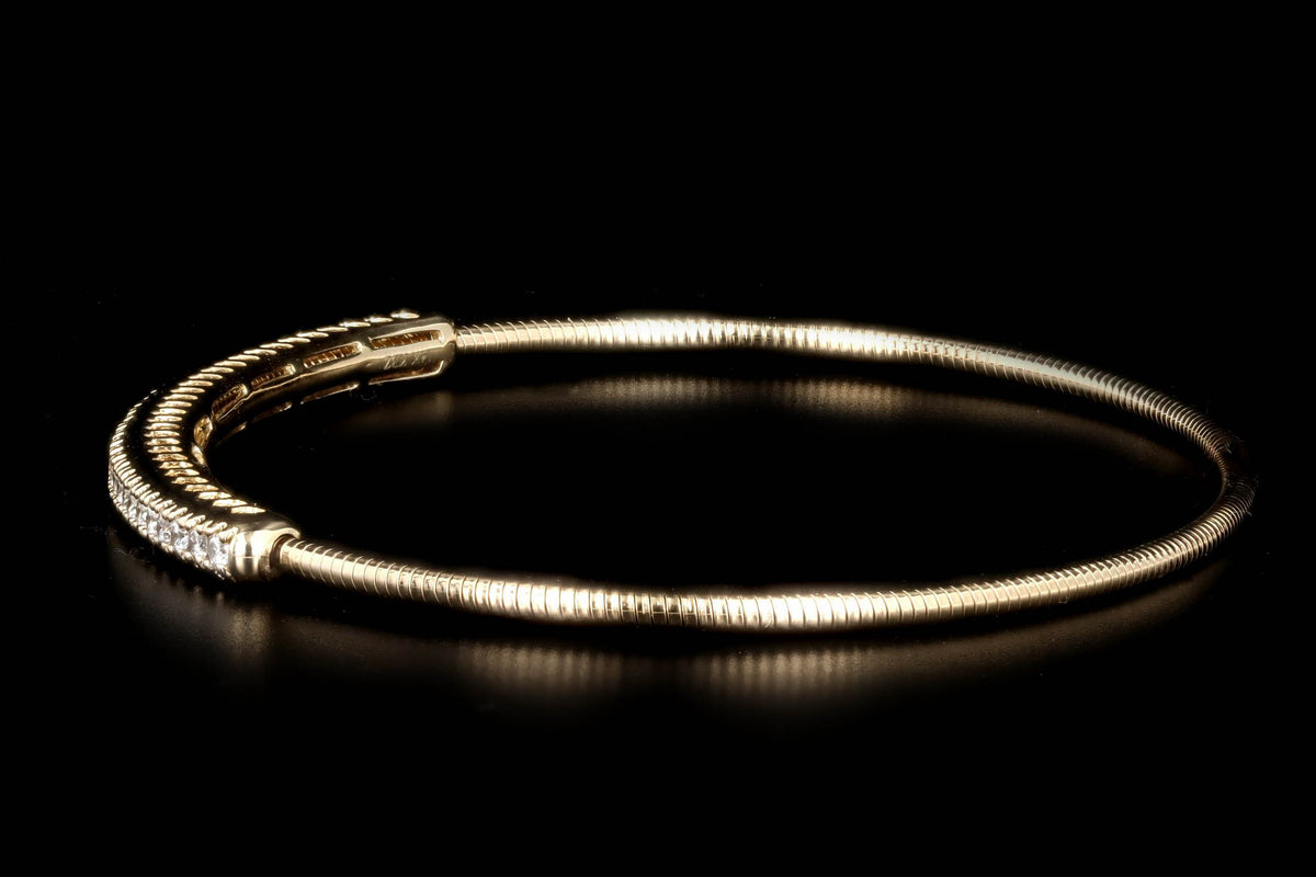 14K White, Yellow, or Rose 0.60 Carat Total Weight Diamond Bar Expandable Bangle - Queen May