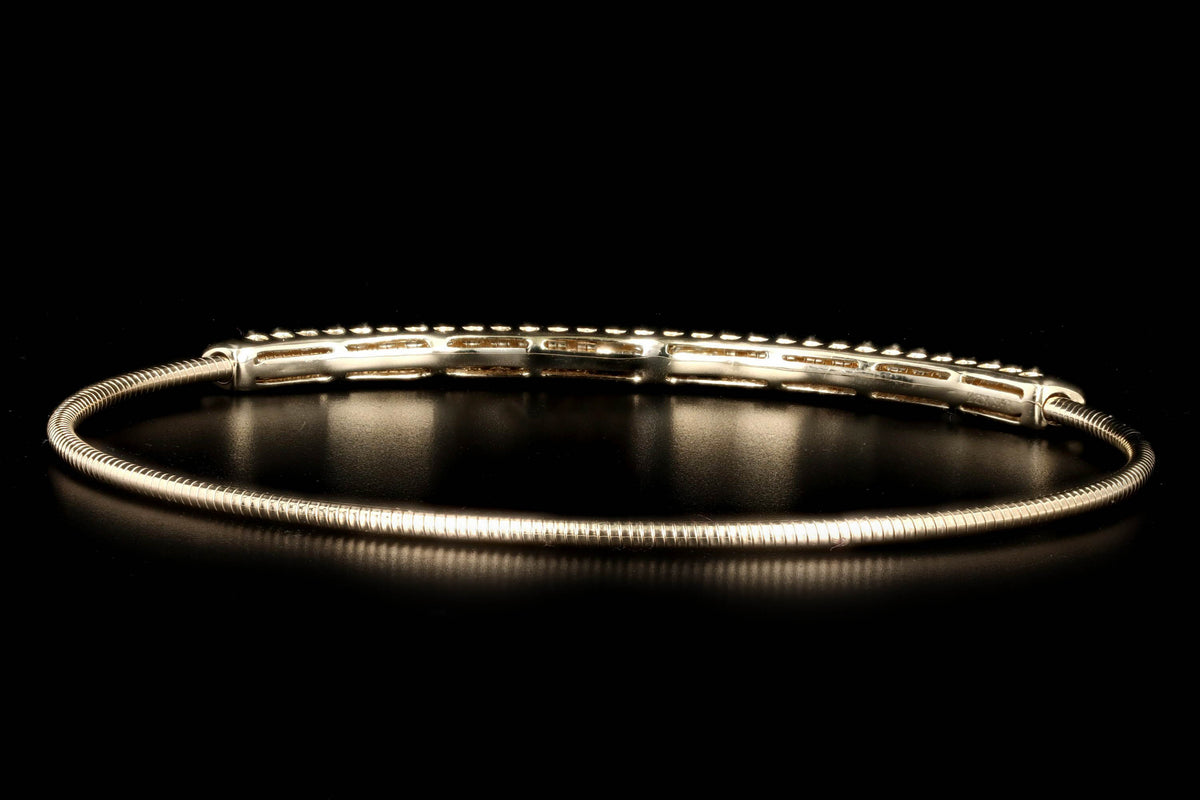 14K White, Yellow, or Rose 0.60 Carat Total Weight Diamond Bar Expandable Bangle - Queen May