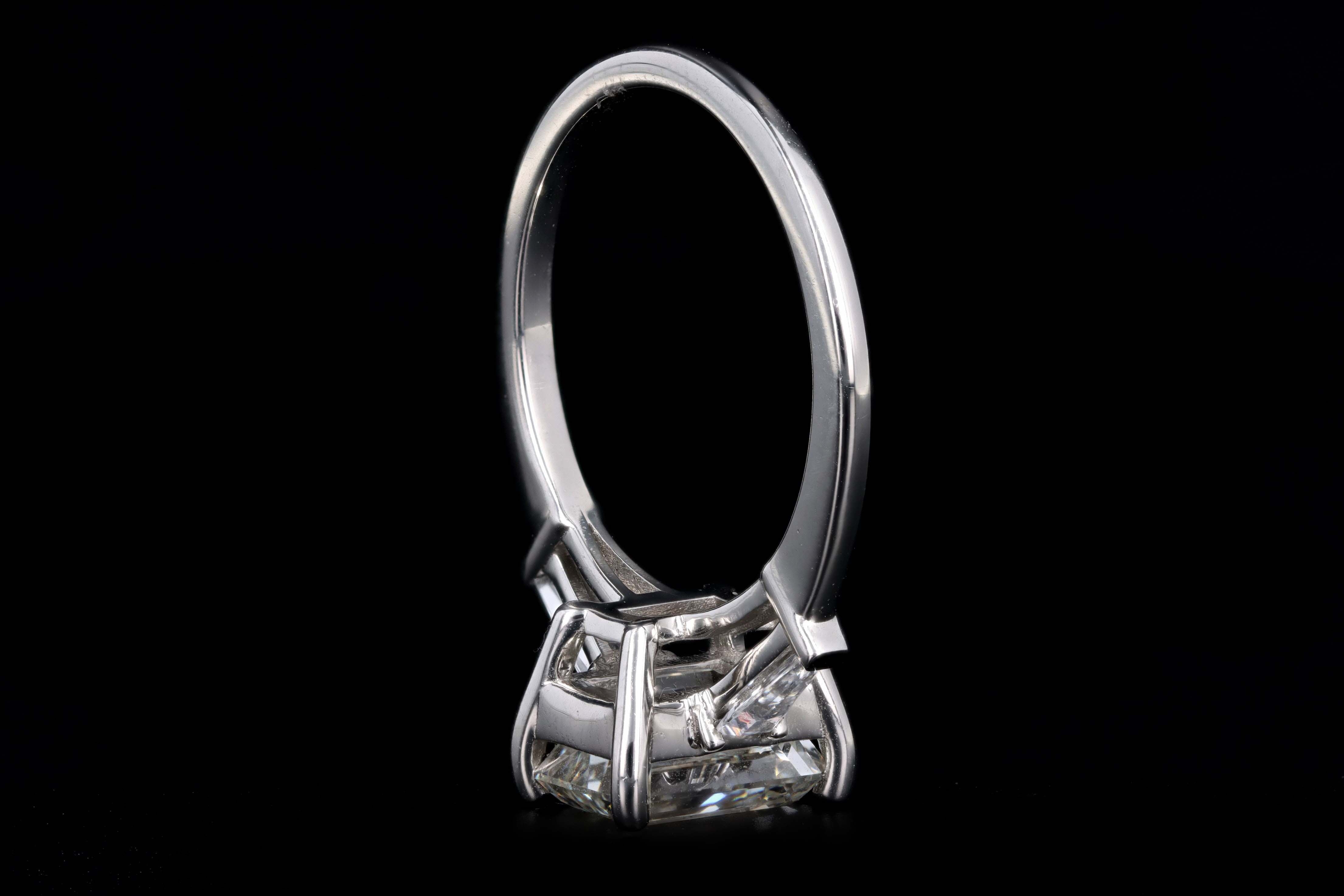 Platinum 2.51 Carat Emerald Cut Diamond Engagement Ring GIA Certified - Queen May