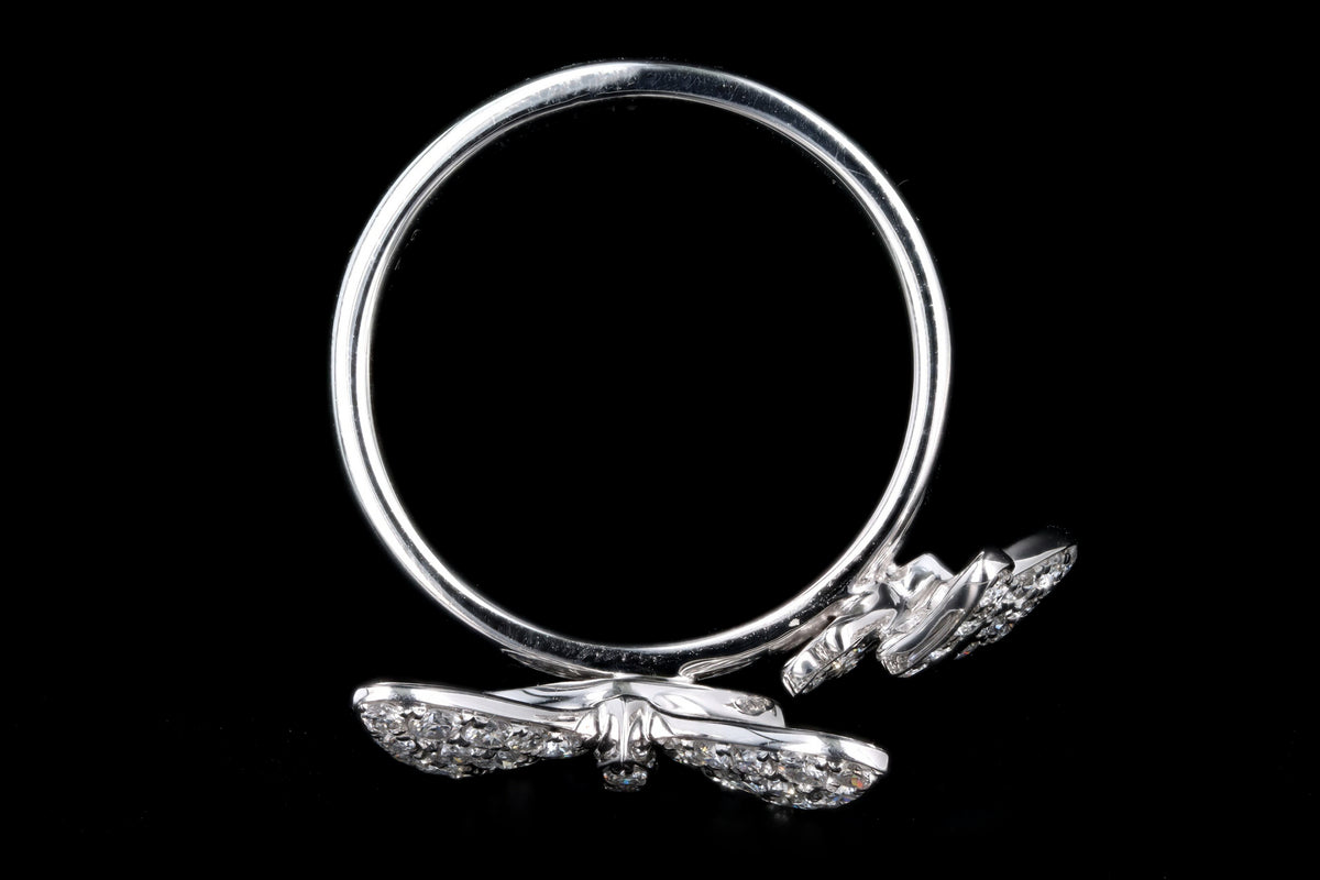 18K White Gold 0.85 Carat Total Weight Diamond Double Butterfly Ring - Queen May