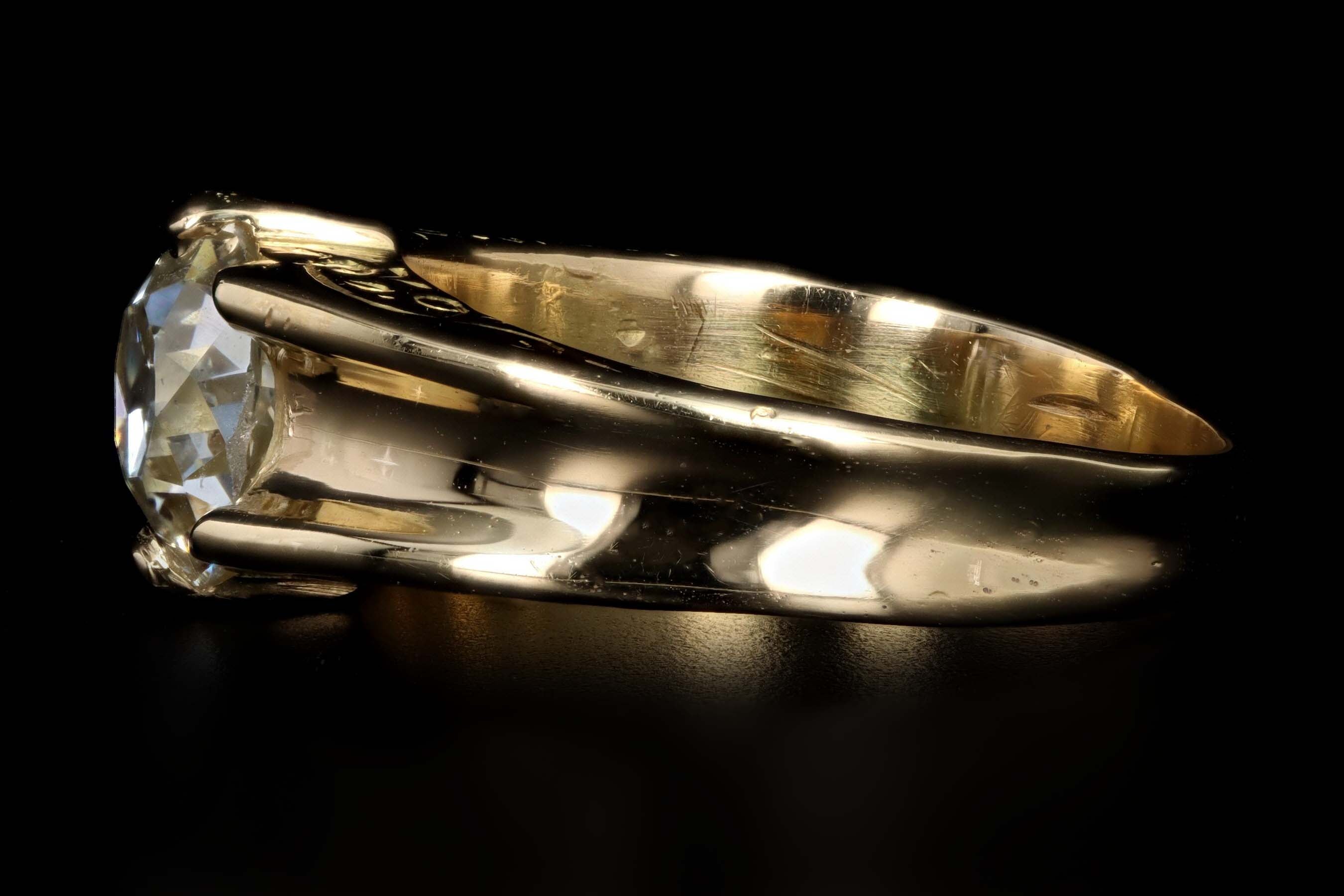 Victorian 18K Yellow Gold 1.60 Carat Old Mine Cut Diamond Gypsy Engagement Ring - Queen May