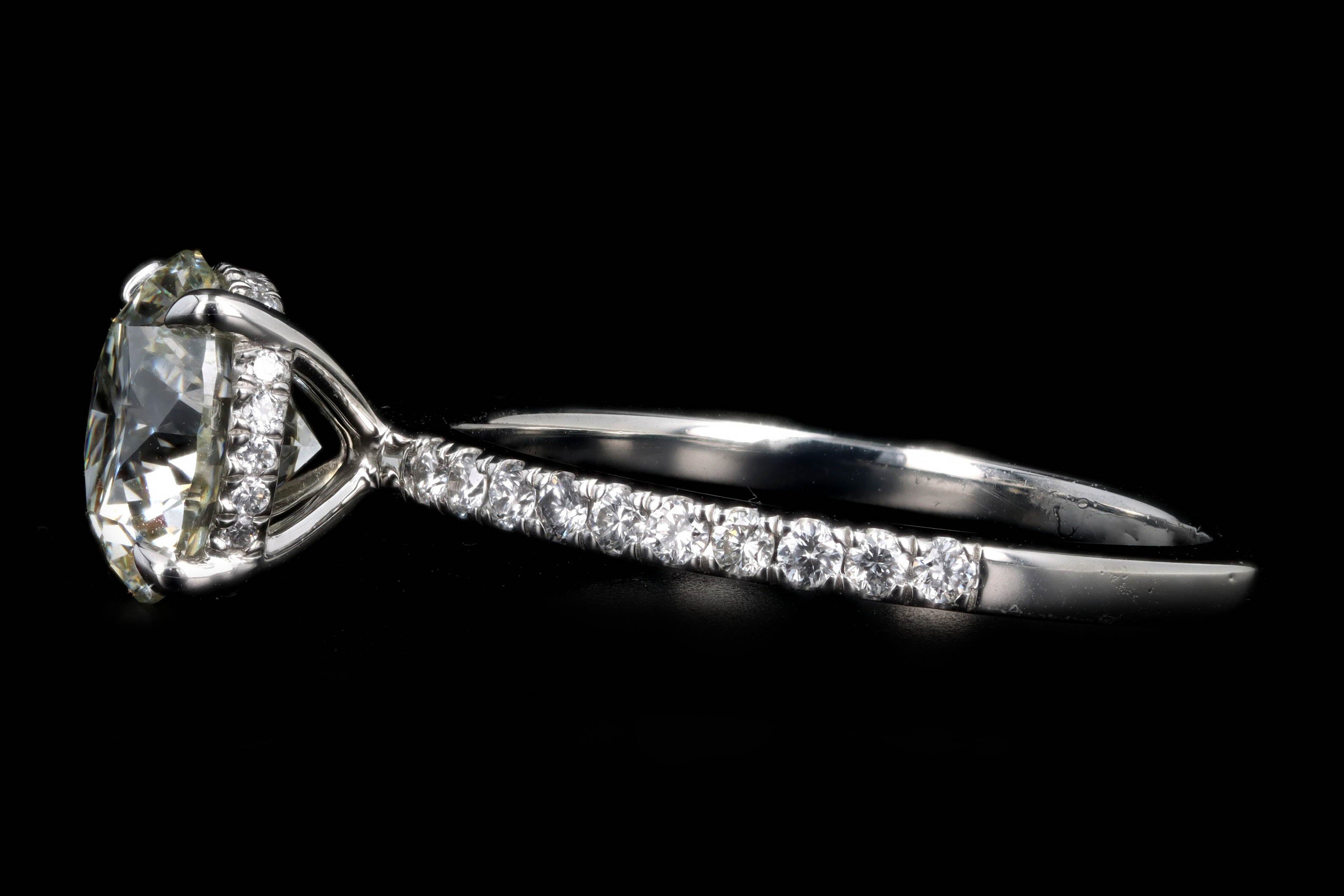 Platinum 2.00 Carat Round Brilliant Cut Diamond Hidden Halo Engagement Ring GIA Certified - Queen May