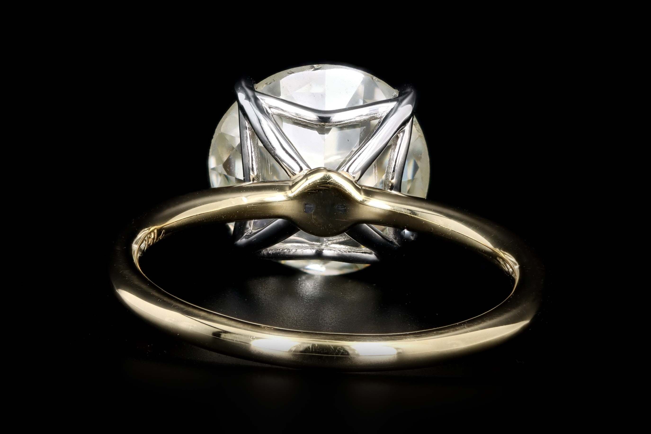 18K Yellow Gold & Platinum 4.51 Carat Old European Cut Diamond Solitaire Engagement Ring - Queen May